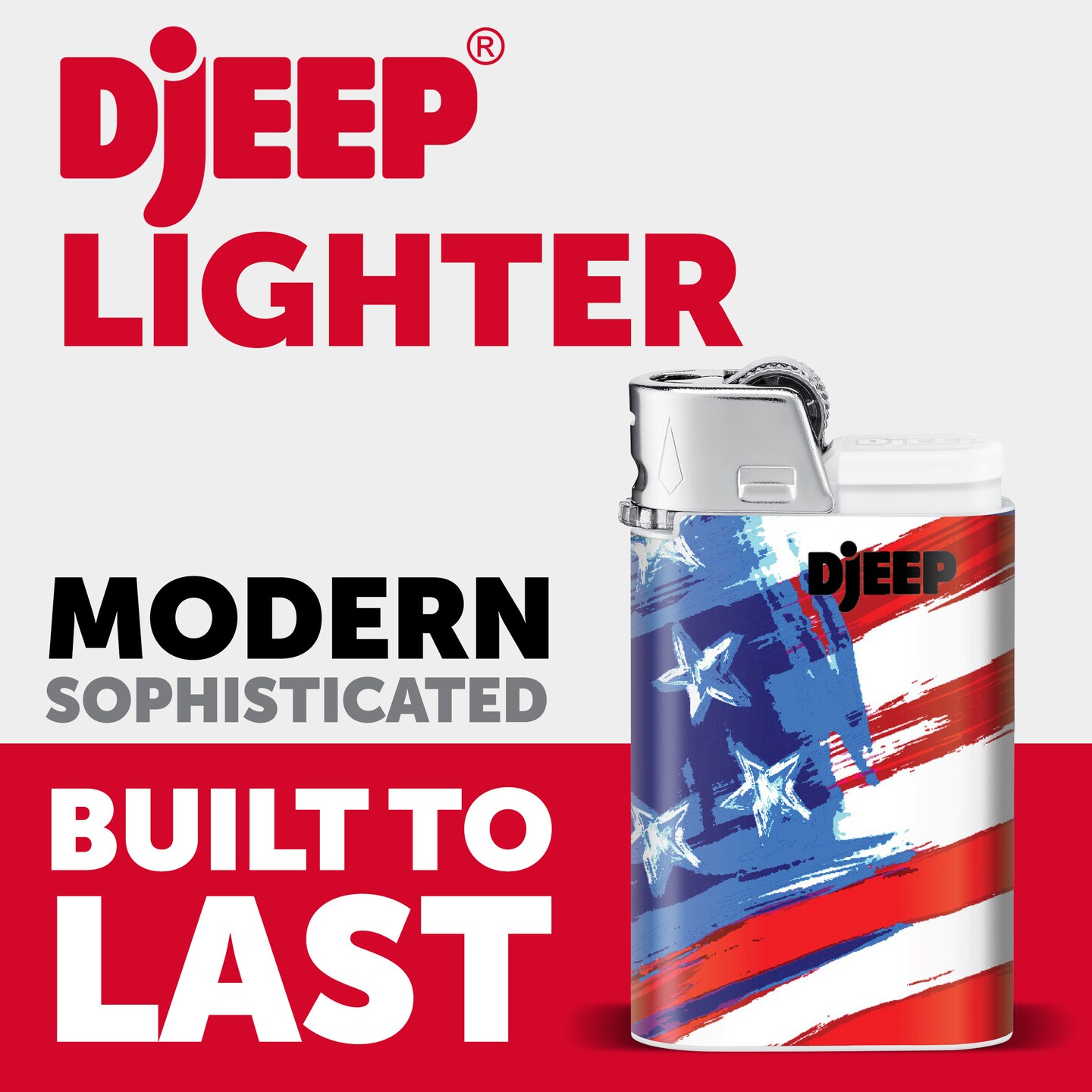 DJEEP Pocket Lighters, AMERICANA Collection Textured Metallic, Unique Lighters, 4 Count Pack of Disposable Lighters