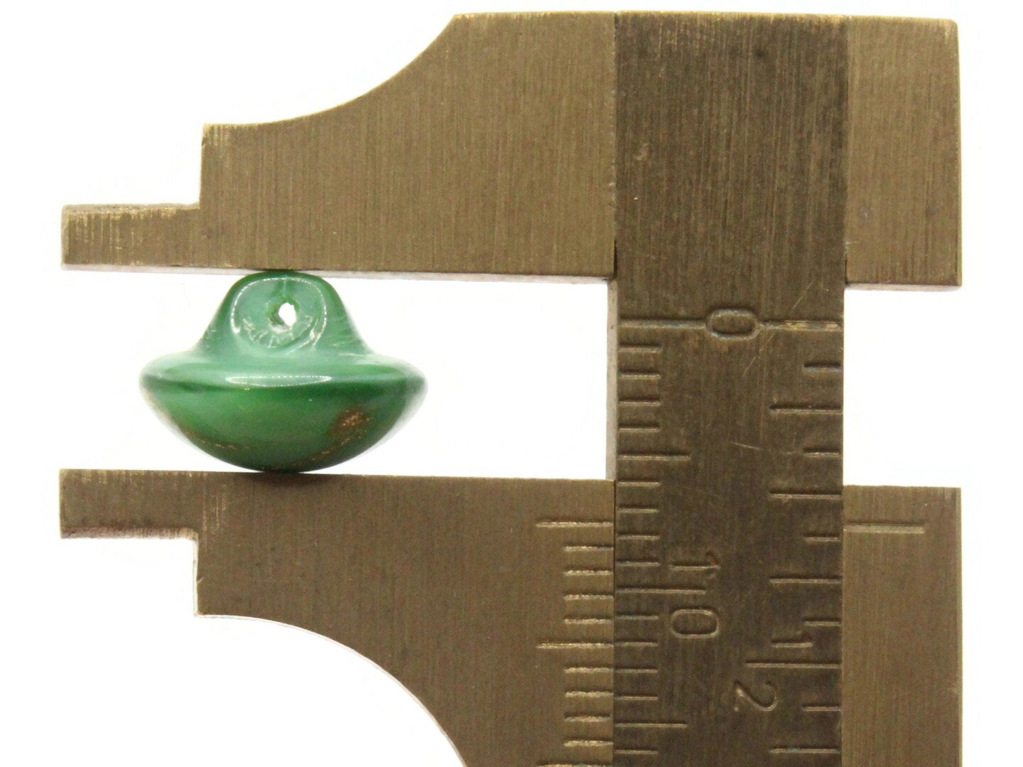 6 11mm Vintage Green and Gold Glass Shank Buttons Sewing Notions