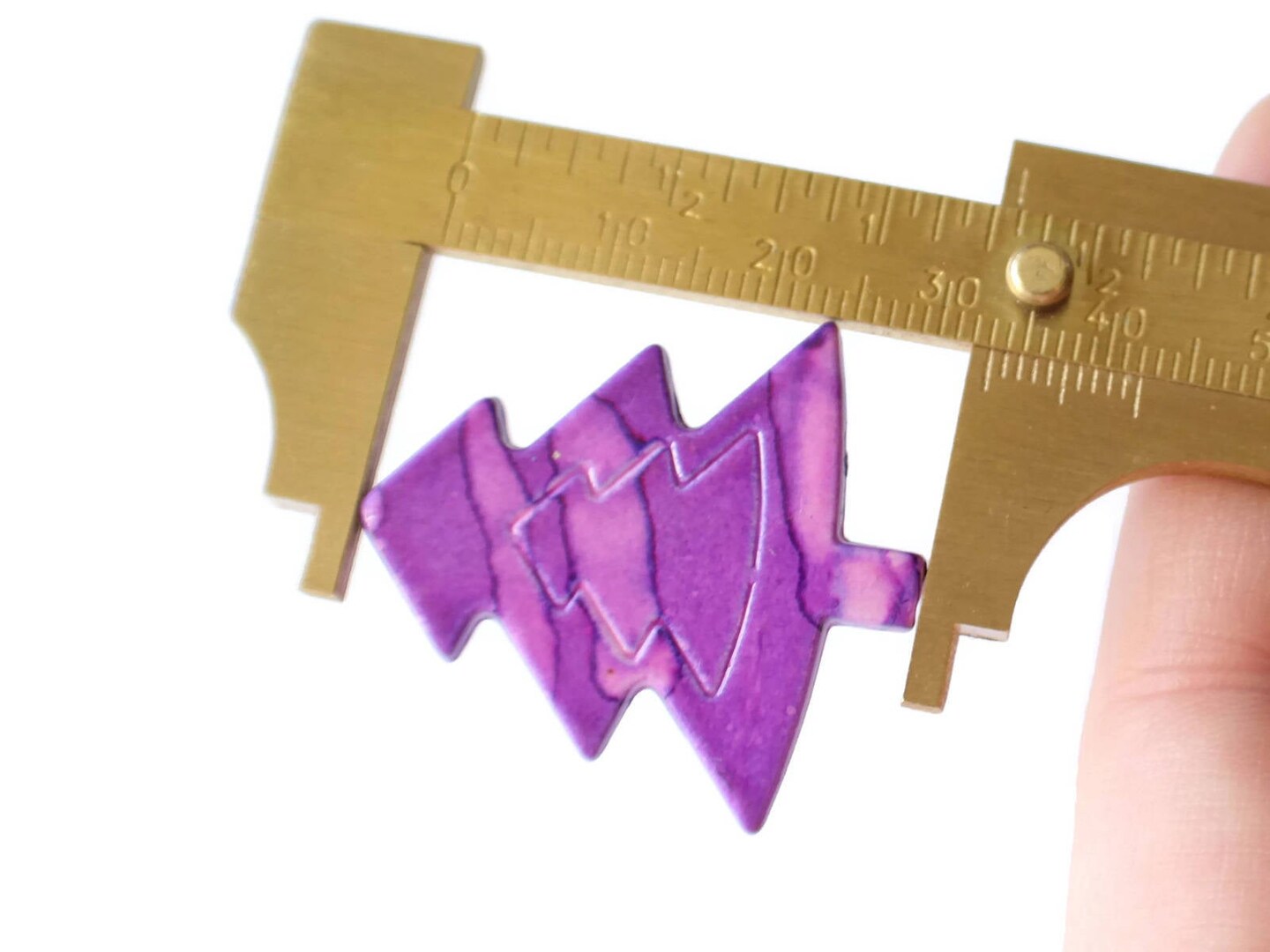 8 32mm Purple Plastic Pine Tree Beads - Christmas Tree Beads