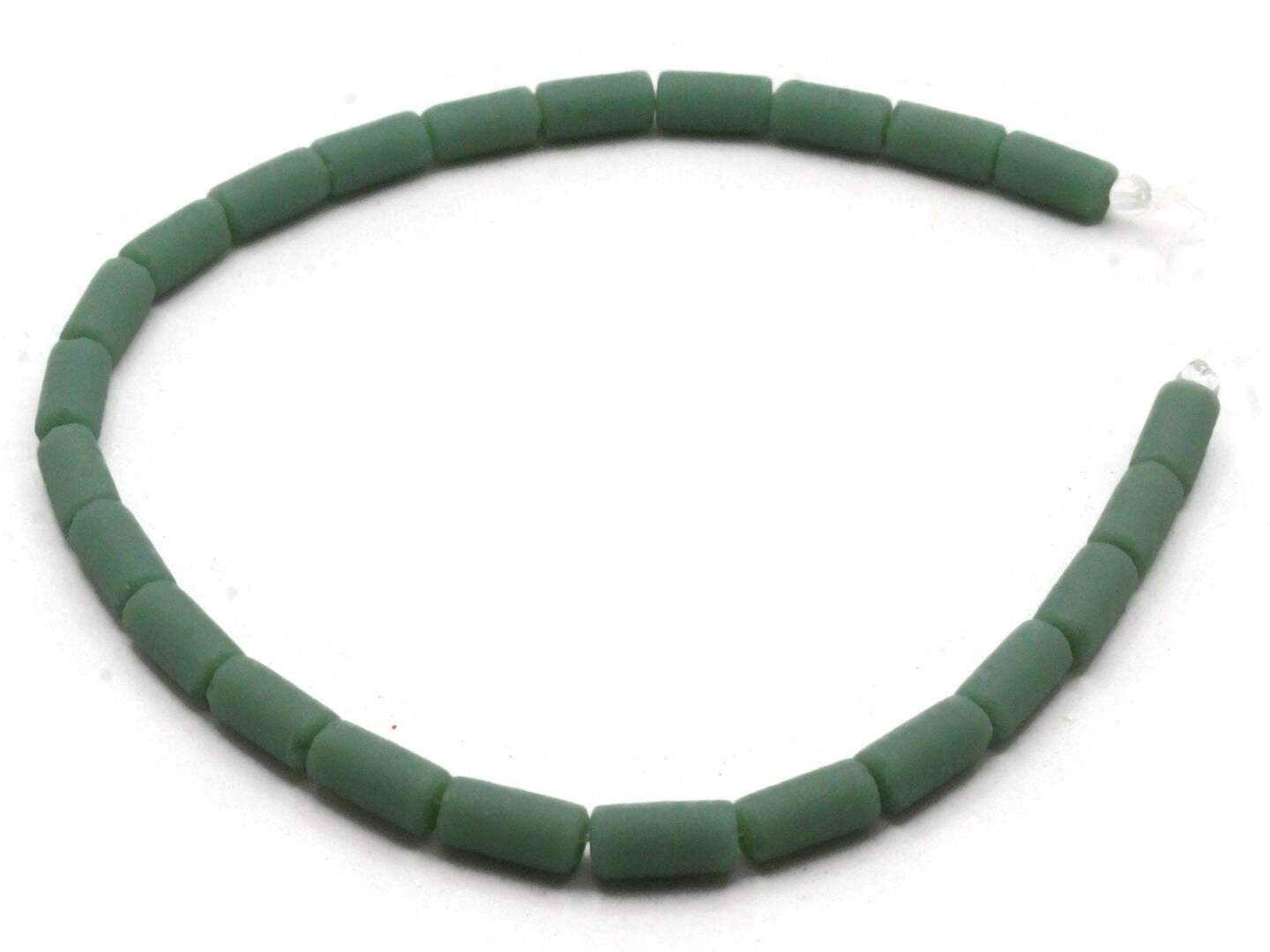 24 8mm Green Frosted Glass Tube Beads