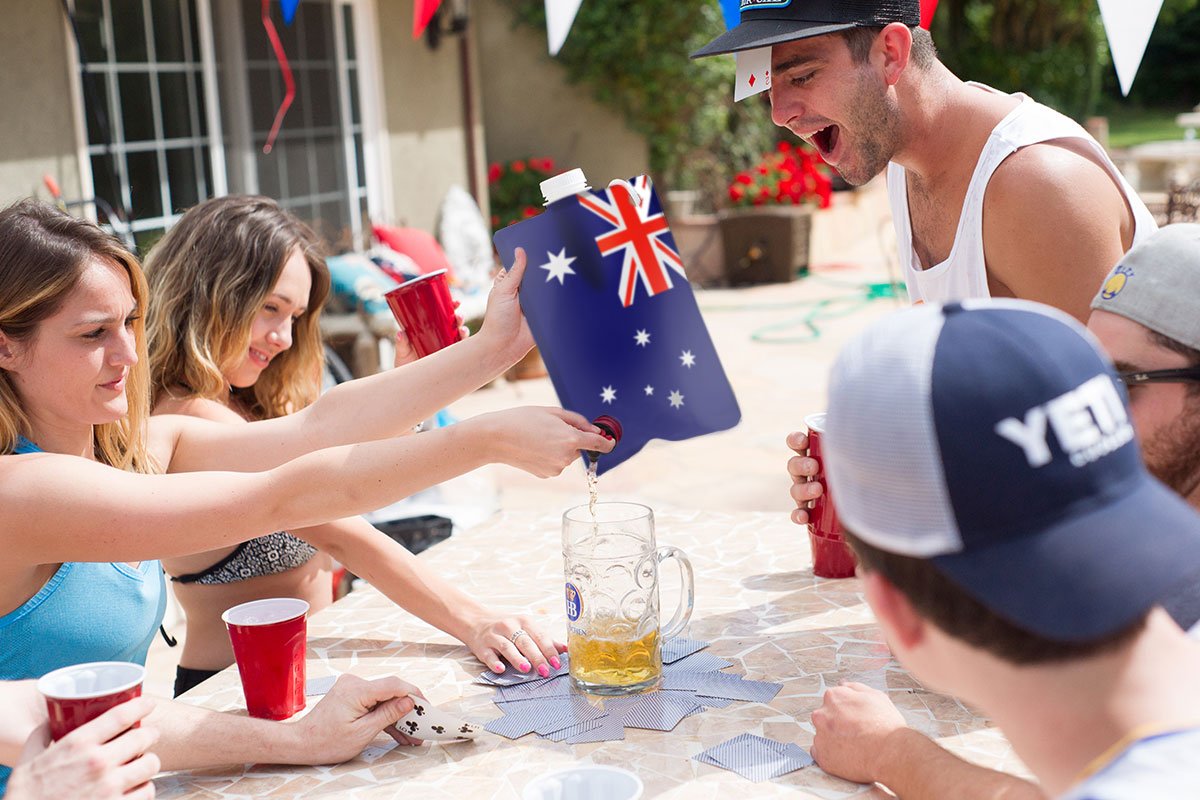 Australian Flag Adult Party Flask: 2 Liter Flasks Make The Perfect Drink Dispenser for Your Australia Day Party Supplies, Summer Beach or Pool Party