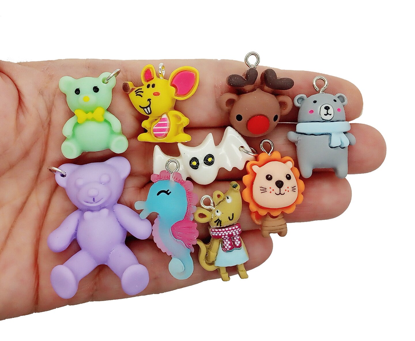 Cute Animal Charm Mix, 20 pieces, Assorted Kawaii Animal Pendants, Adorabilities