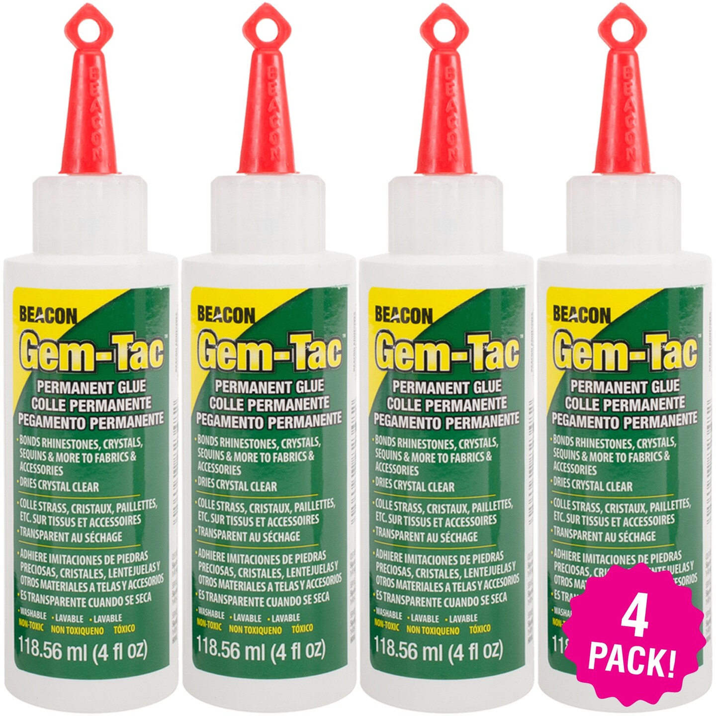 Gem-Tac Permanent Adhesive 4/Pkg