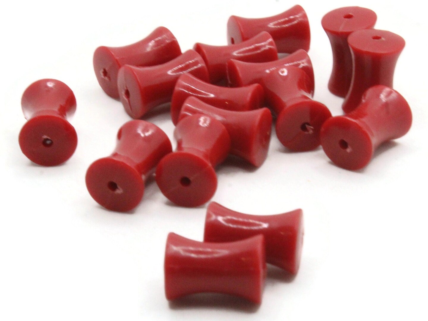 16 15mm Red Hourglass Tapered Tube Vintage Plastic Beads