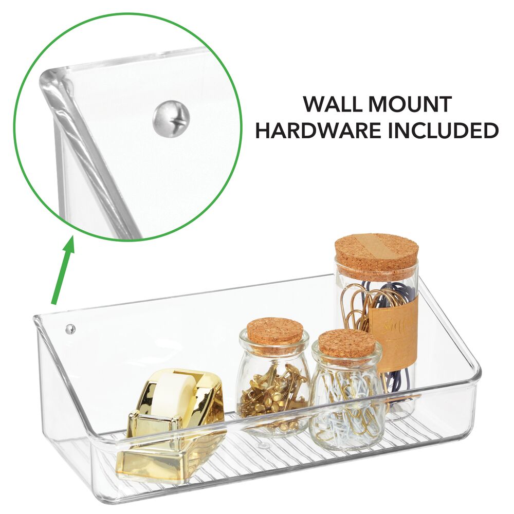 mDesign Wall Mount Plastic Home Storage Organizer Basket Bin