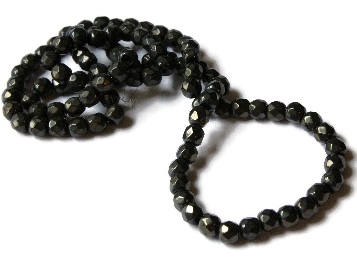95 5.5mm Black Crystal Glass Faceted Round Beads