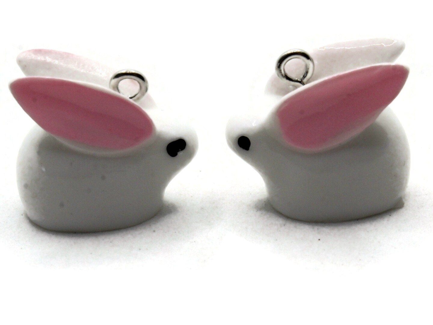 2 17mm White Resin Bunny Rabbit Charms