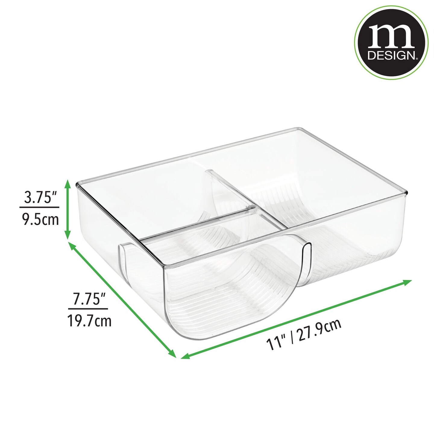 mDesign Plastic Divided Food Storage Container Lid Holder Bin