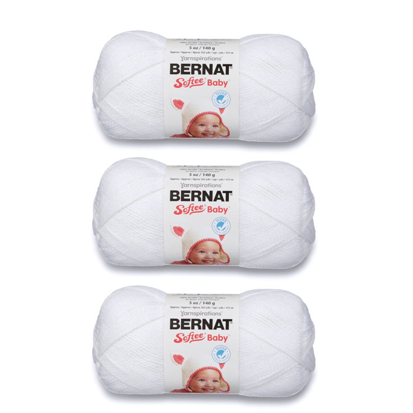 Bernat Softee Baby White Yarn - 3 Pack of 141g/5oz - Acrylic - 3 DK (Light) - 362 Yards - Knitting/Crochet