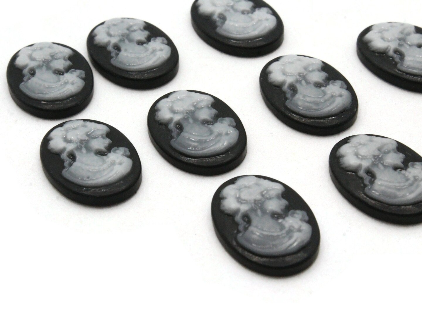 10 18x13mm Black Cameos Flatback Cameo Victorian Woman&#x27;s Face Resin Cabochons