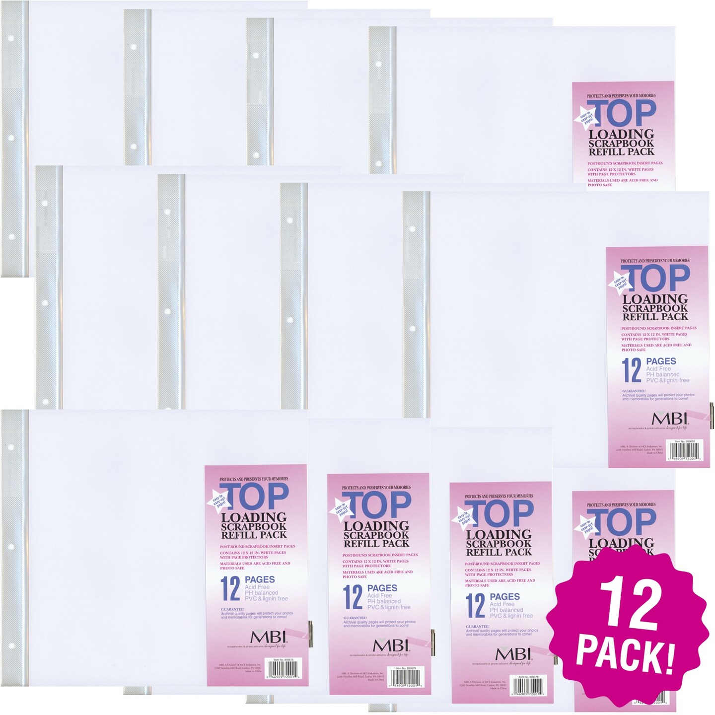 Multipack of 12 - MBI Page Protectors 12&#x22;X12&#x22; 6/Pkg