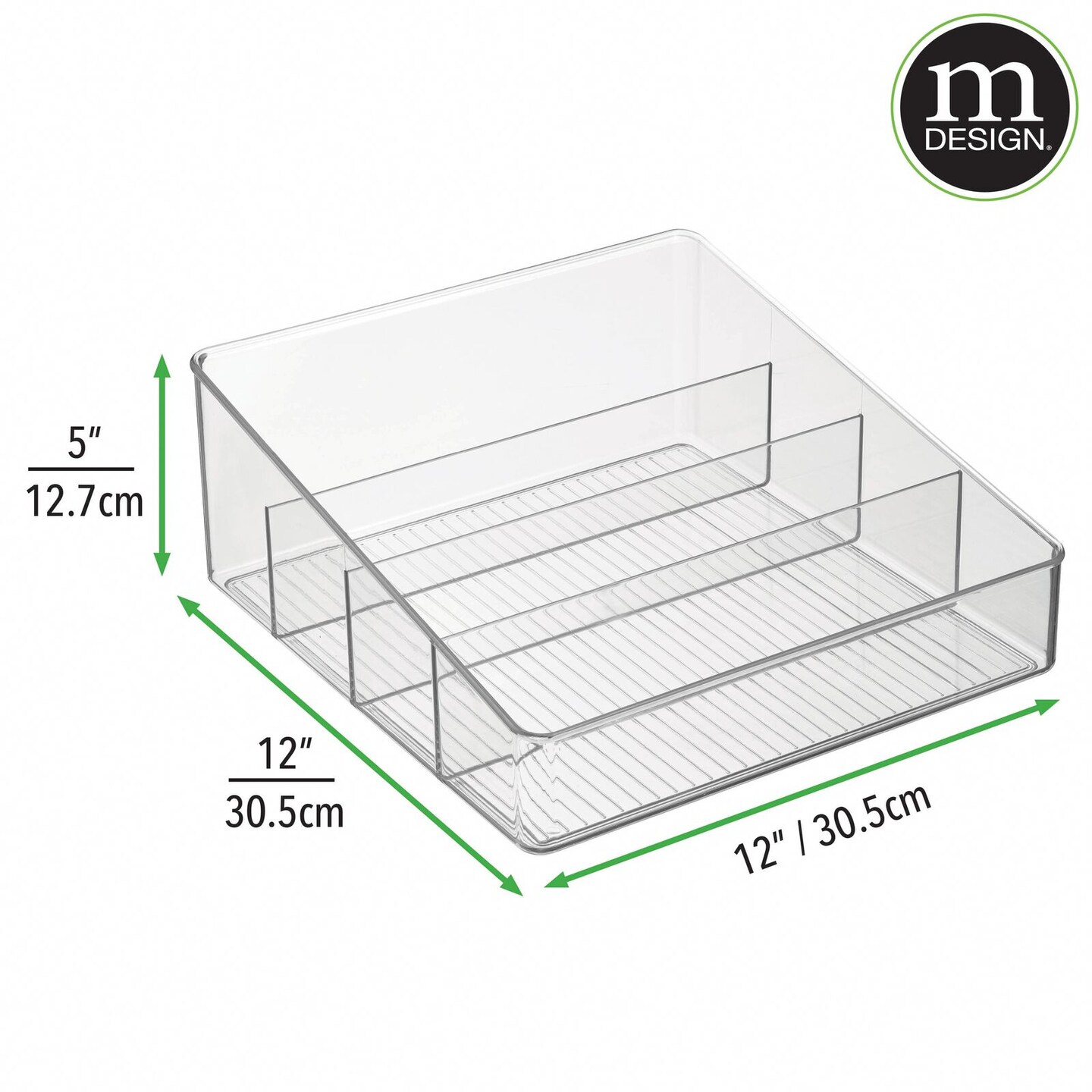 mDesign Plastic Divided Office Bin and Labels - 2 Bins + 32 Labels
