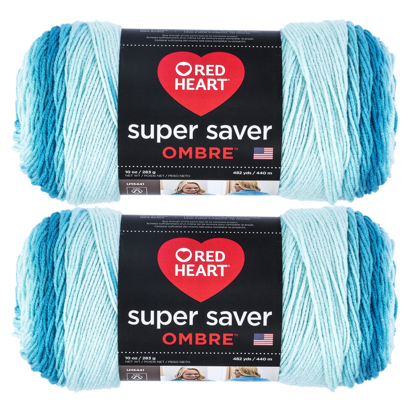 Red Heart Super Saver Jumbo Scuba Ombre Yarn - 2 Pack of 283g/10oz - Acrylic - 4 Medium (Worsted) - 482 Yards - Knitting/Crochet
