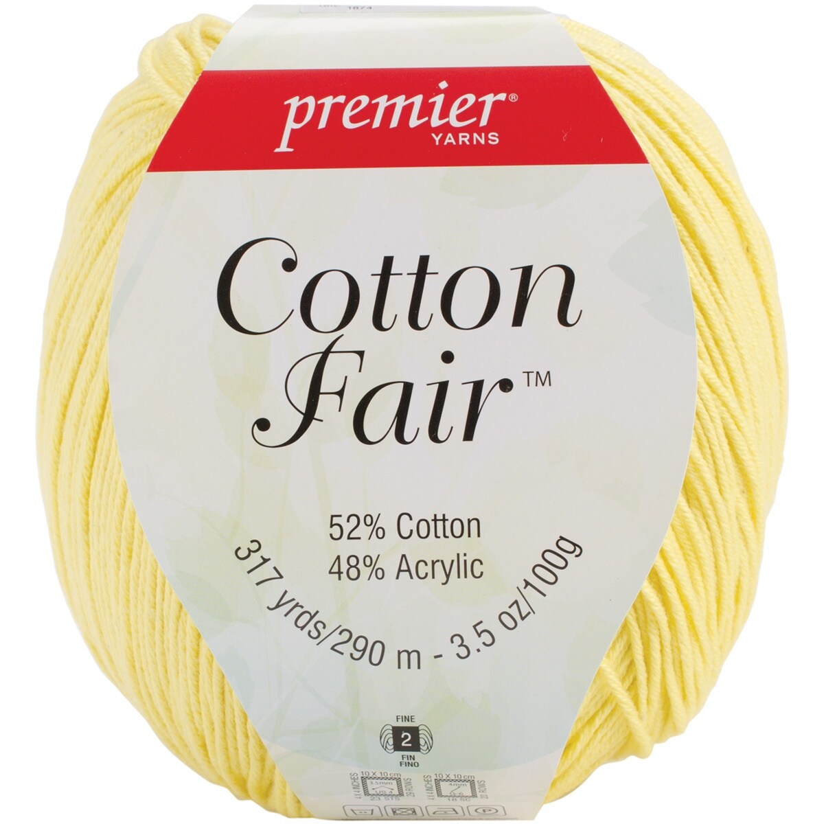 Premier Yarn 61892s Cotton Fair Solid Yarn, Lemon Drops, 3 Pack