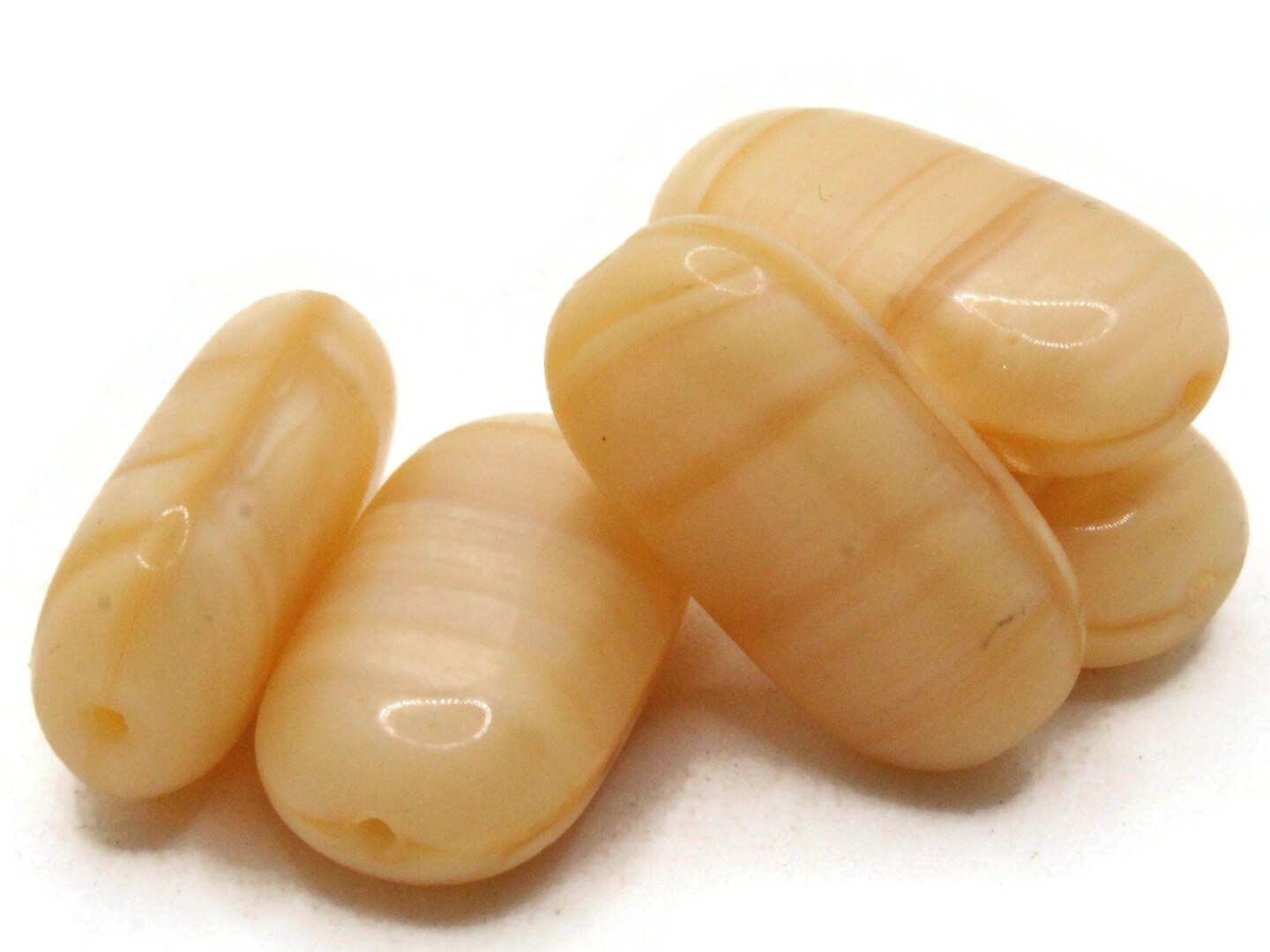 5 20mm Brown Pressed Glass Flat Oval Beads