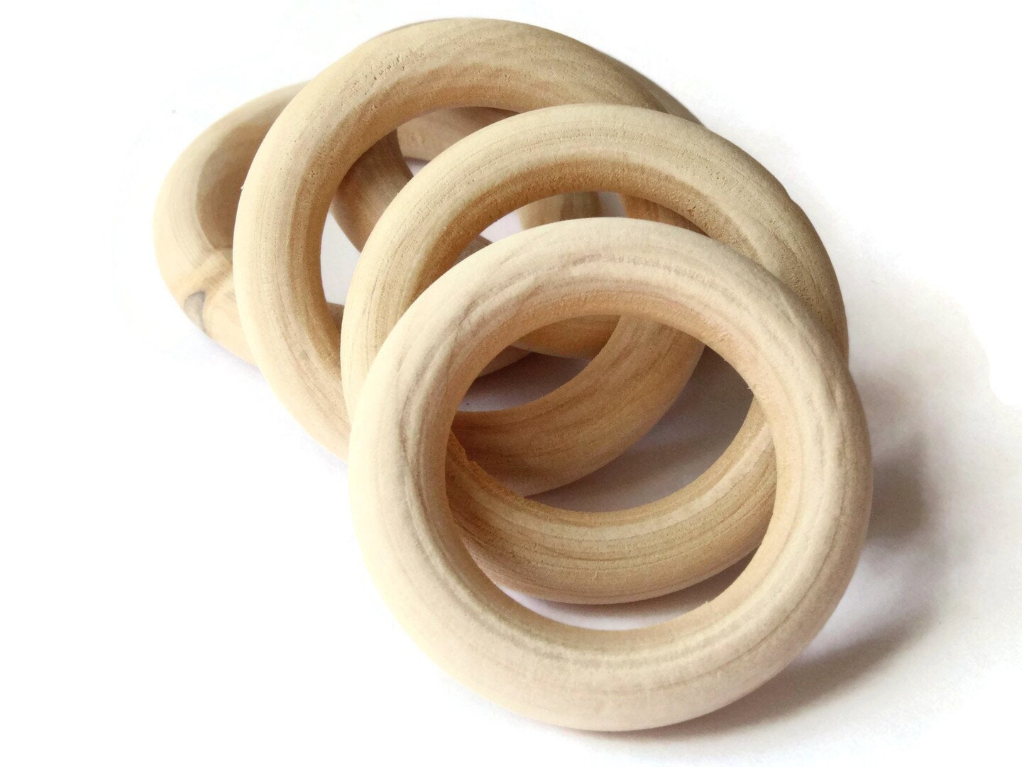 5 39mm Natural Wood Large Ring Beads Wooden Donut Beads Macrame Beads