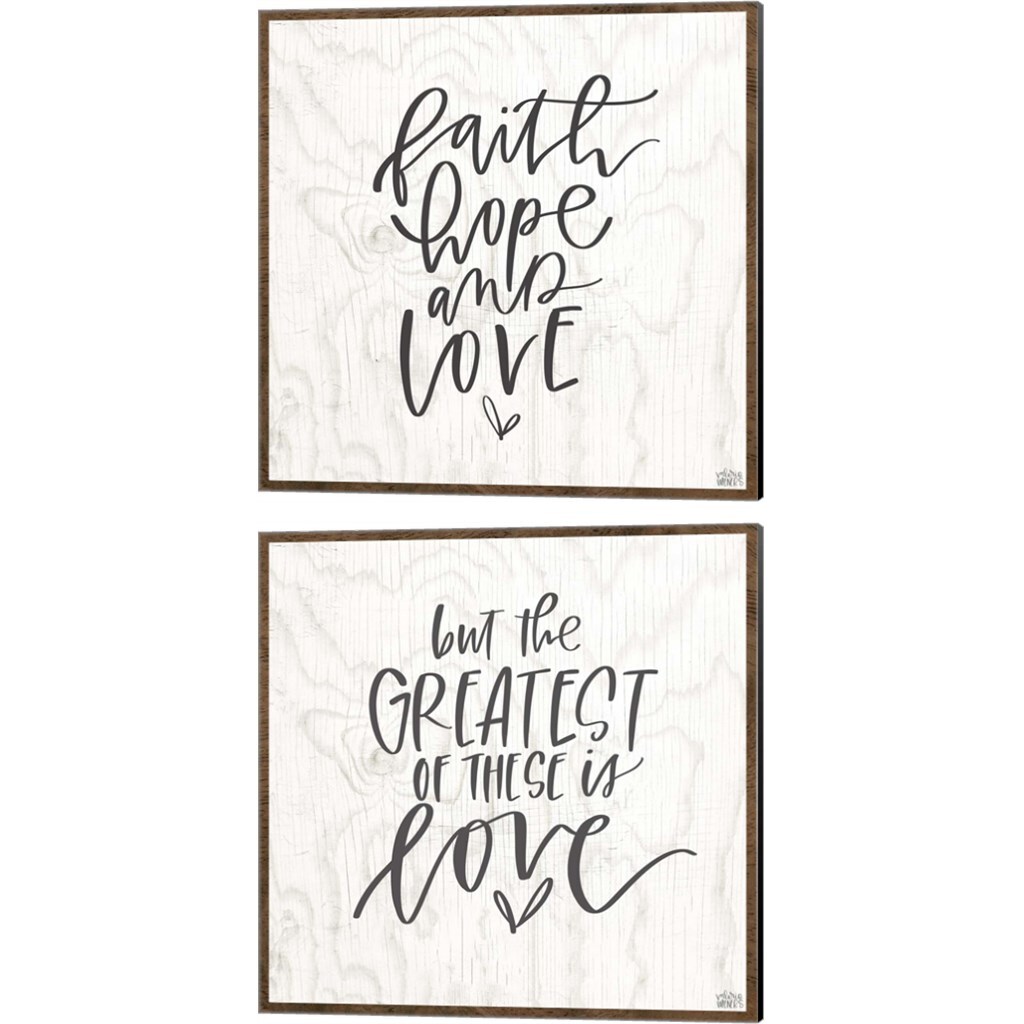 Faith, Hope, Love &#x26; The Greatest A by Valerie Wieners 14&#x22; x 14&#x22; Canvas Wall Art (Set of 2)