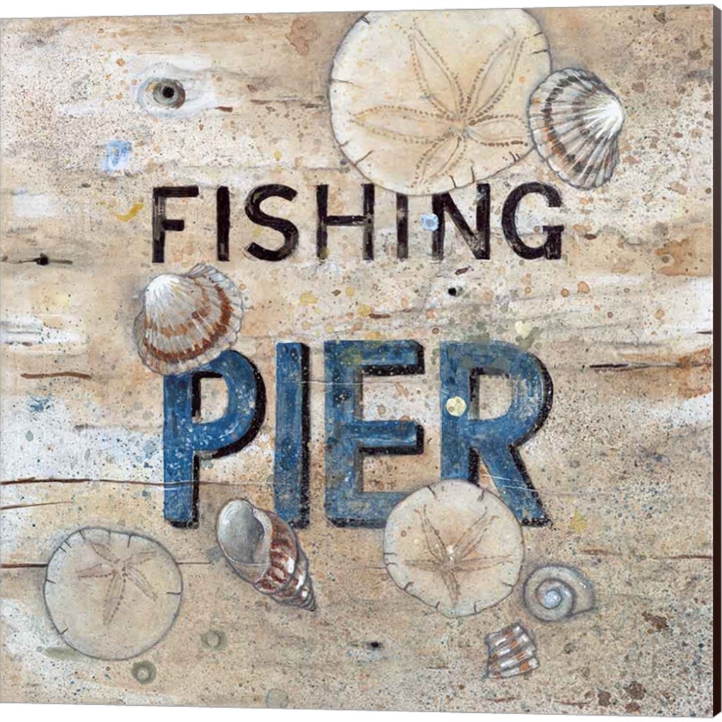 Fishing Pier & Surf Shop by Arnie Fisk 14" x 14" Canvas Wall Art (Set of 2)