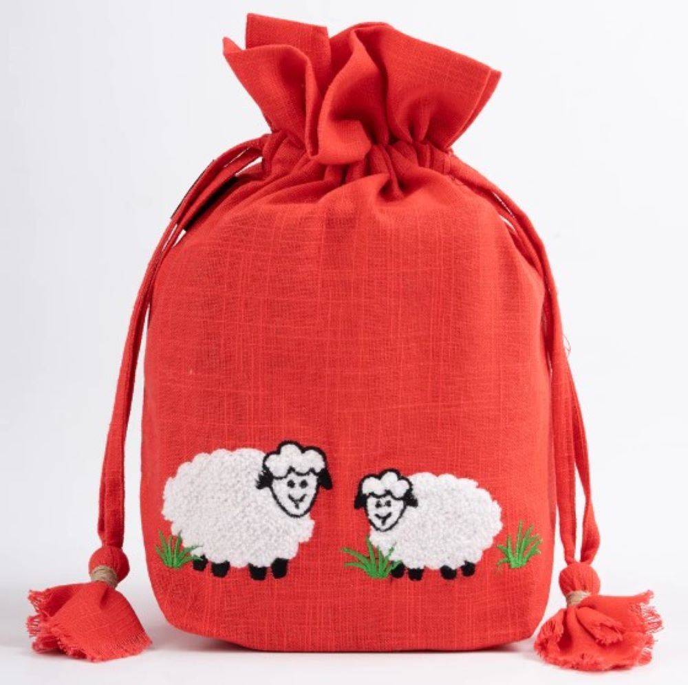 Lantern Moon Meadow Bag, White Sheep/Red Back