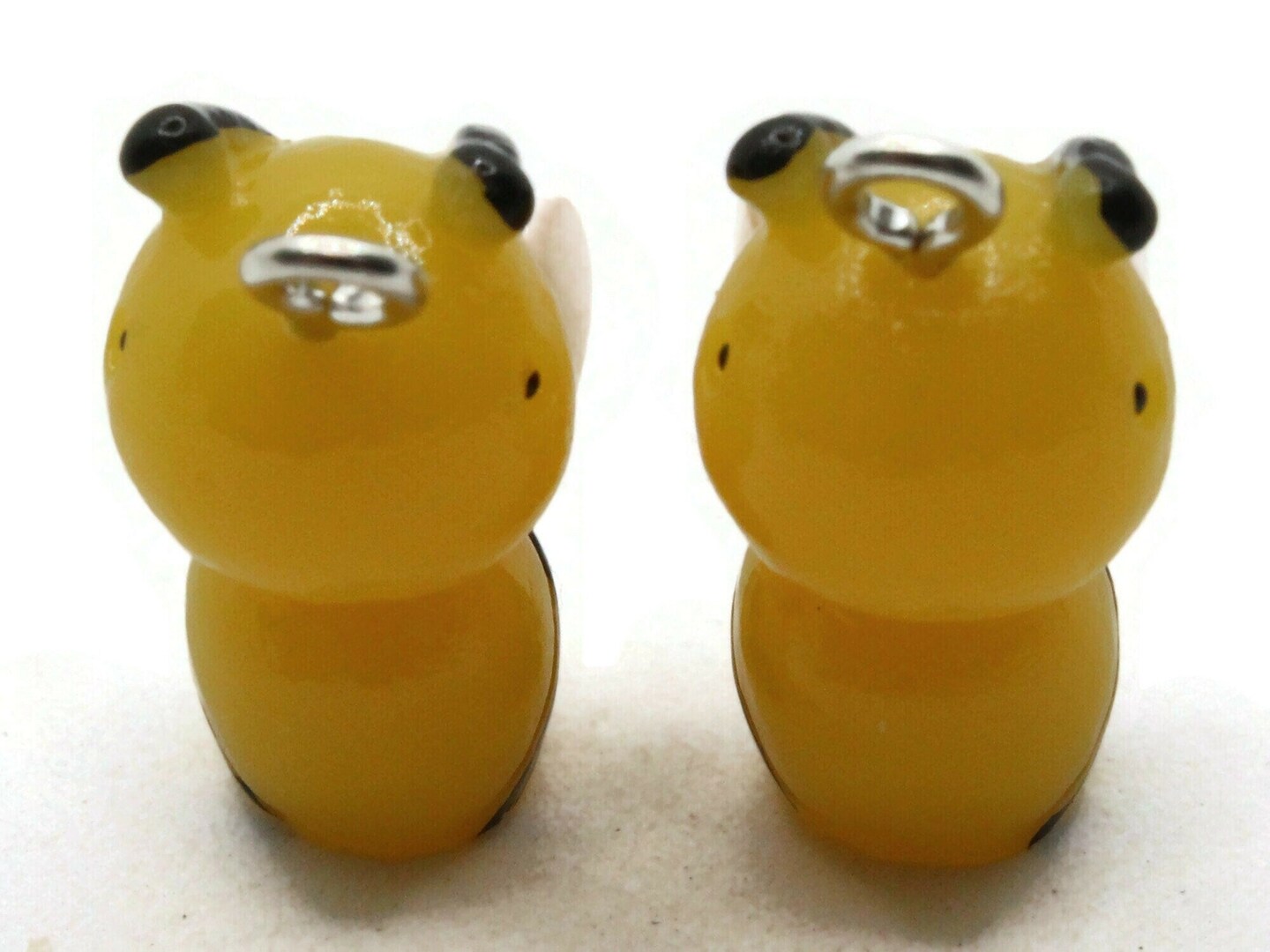 2 24mm Yellow and Black Resin Bumble Bee Charms