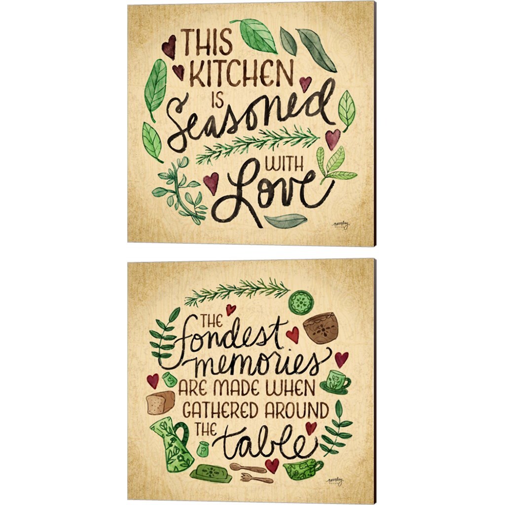 Kitchen Memories (Kitchen seasoned) by Noonday Design 14" x 14" Canvas Wall Art (Set of 2)