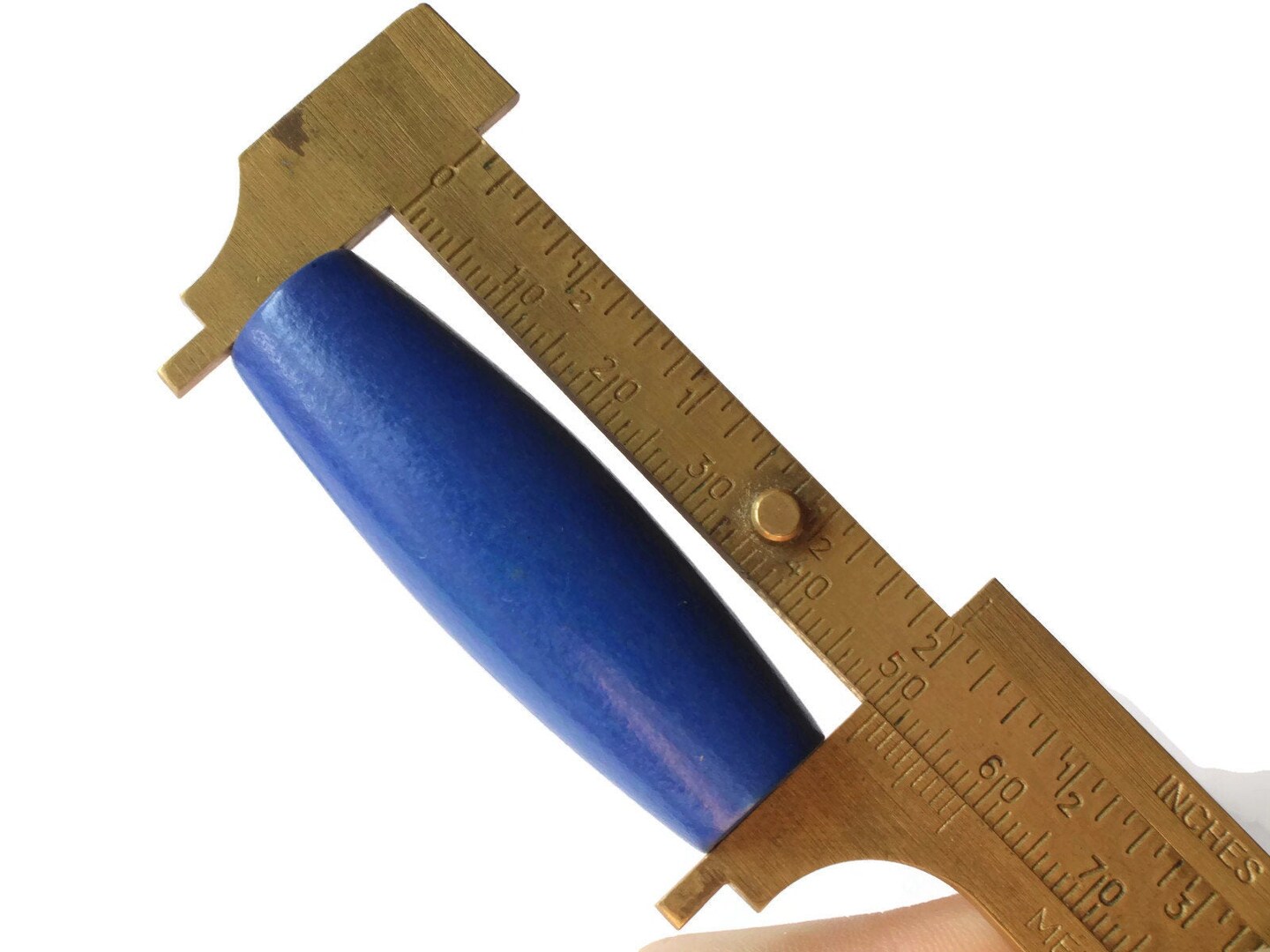 2 Inch Long Large Blue Wood Tube Beads Vintage Wooden Large Hole Macrame Beads bR1