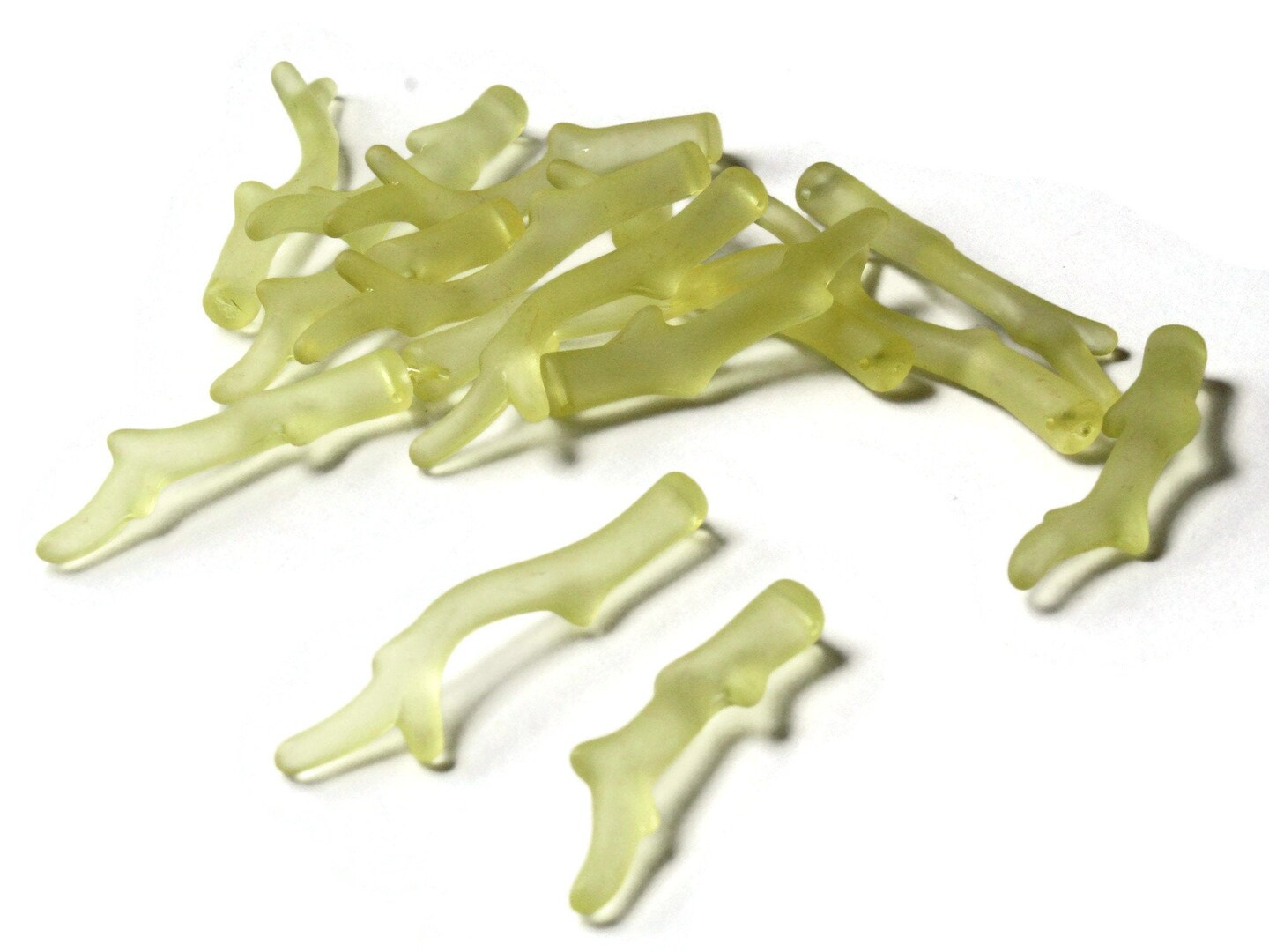 15 47mm and 57mm Frosted Clear Yellow Acrylic Branch Beads - Stick Beads - Antler Beads