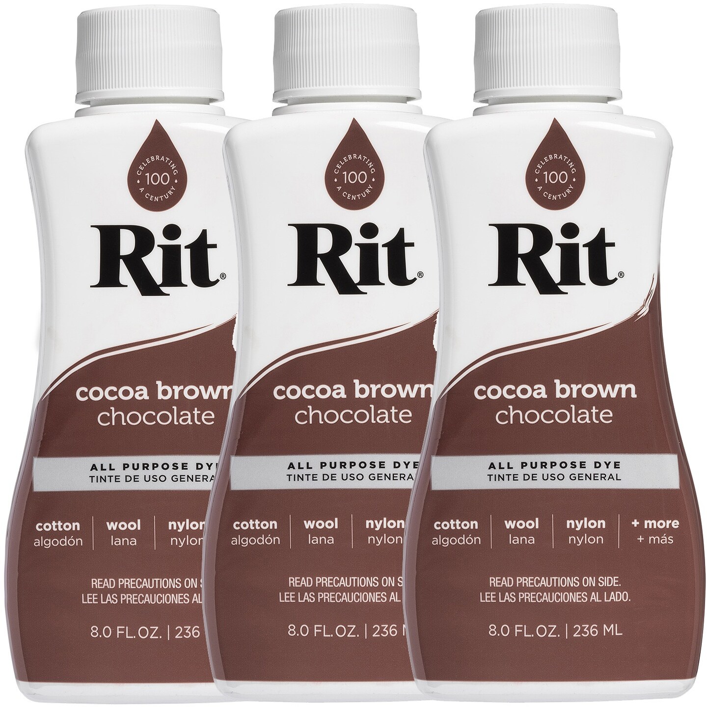 Multipack of 3 - Rit Dye Liquid 8oz-Cocoa Brown
