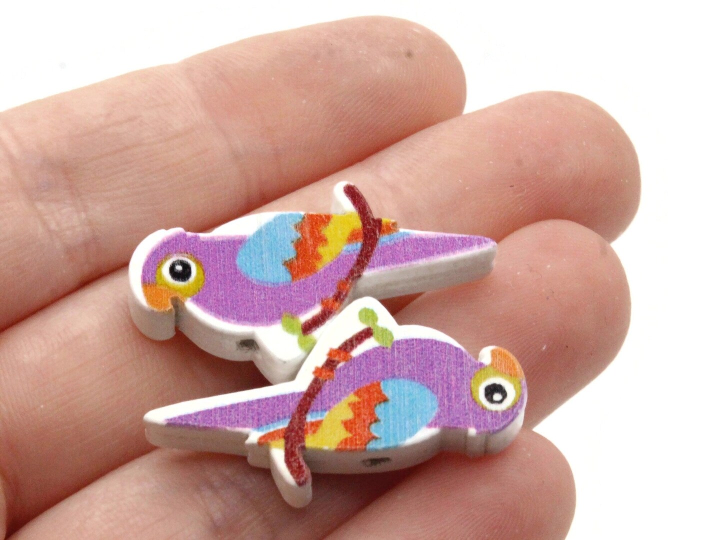 10 31mm Purple Wooden Parrot Beads