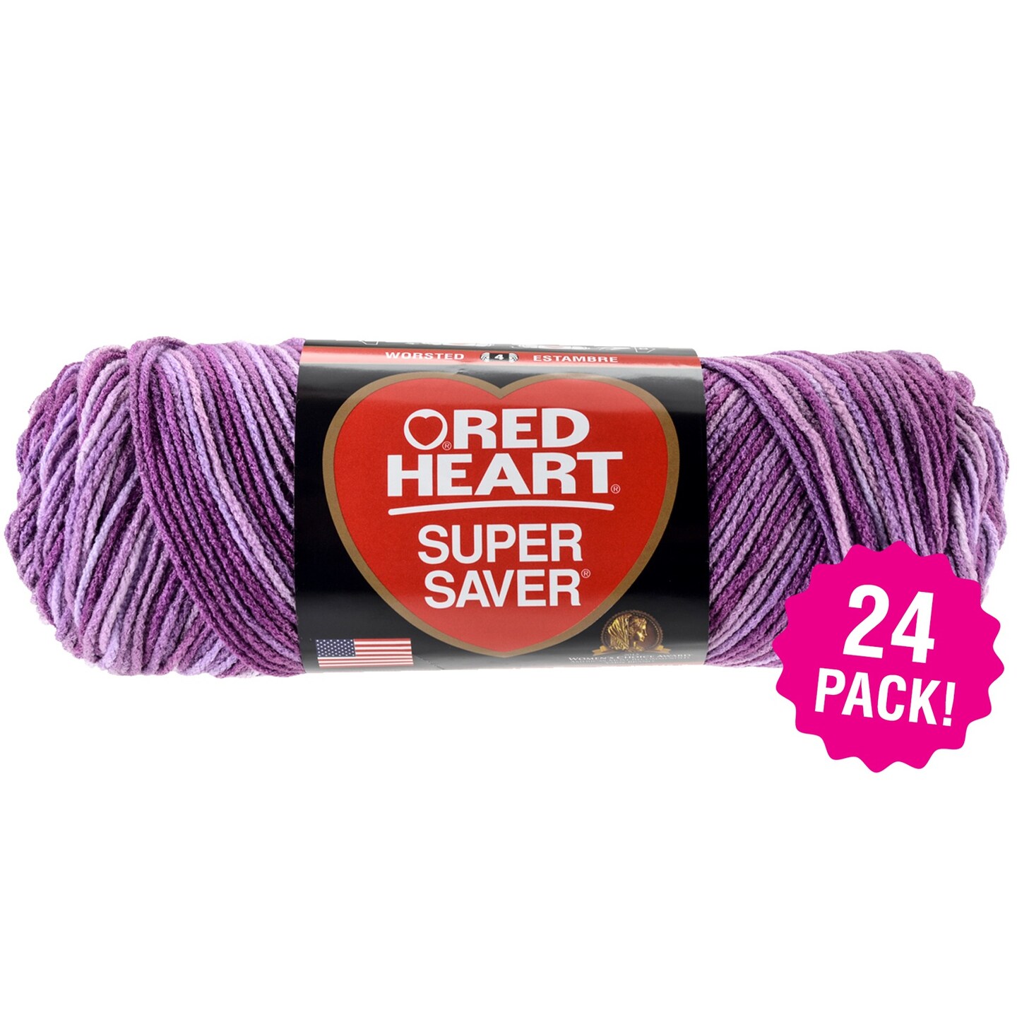 Multipack of 24 - Red Heart Super Saver Yarn-Purple Tone