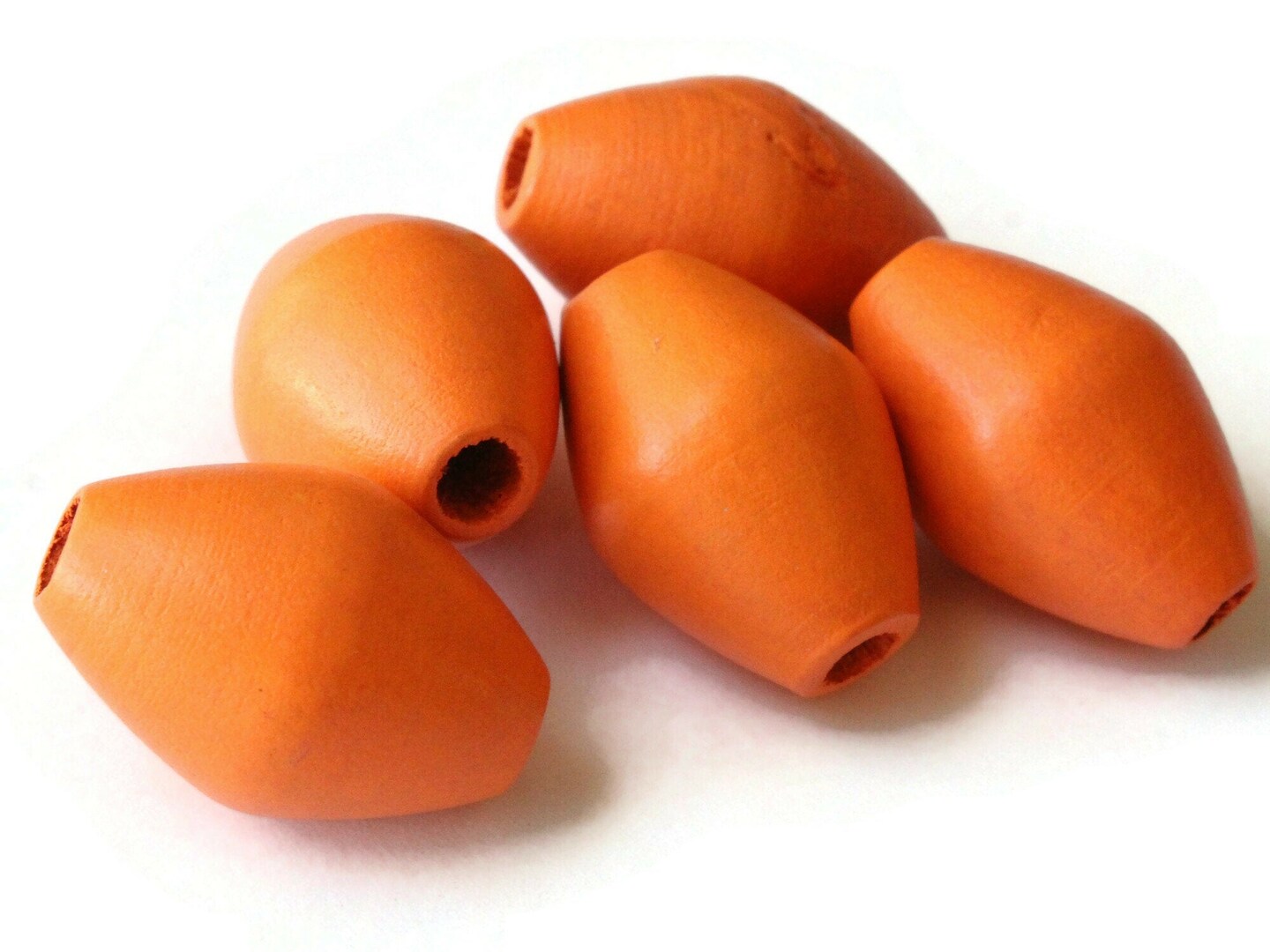 6 29mm Orange Wooden Bicone Beads