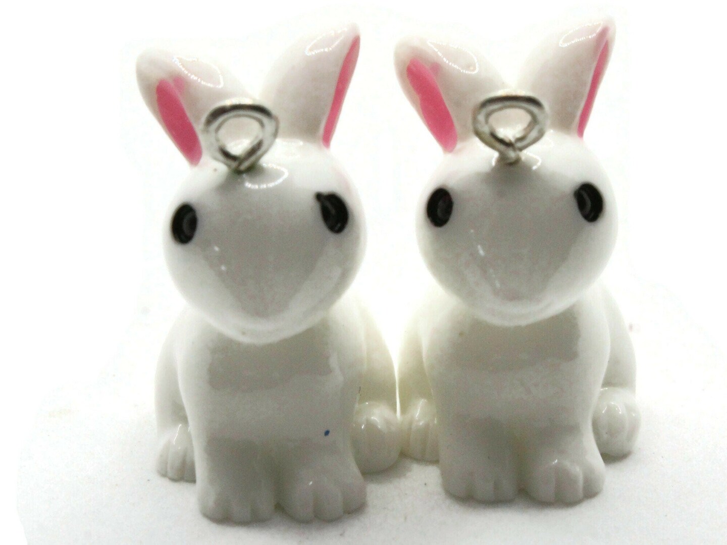 2 29mm White Resin Rabbit Charms