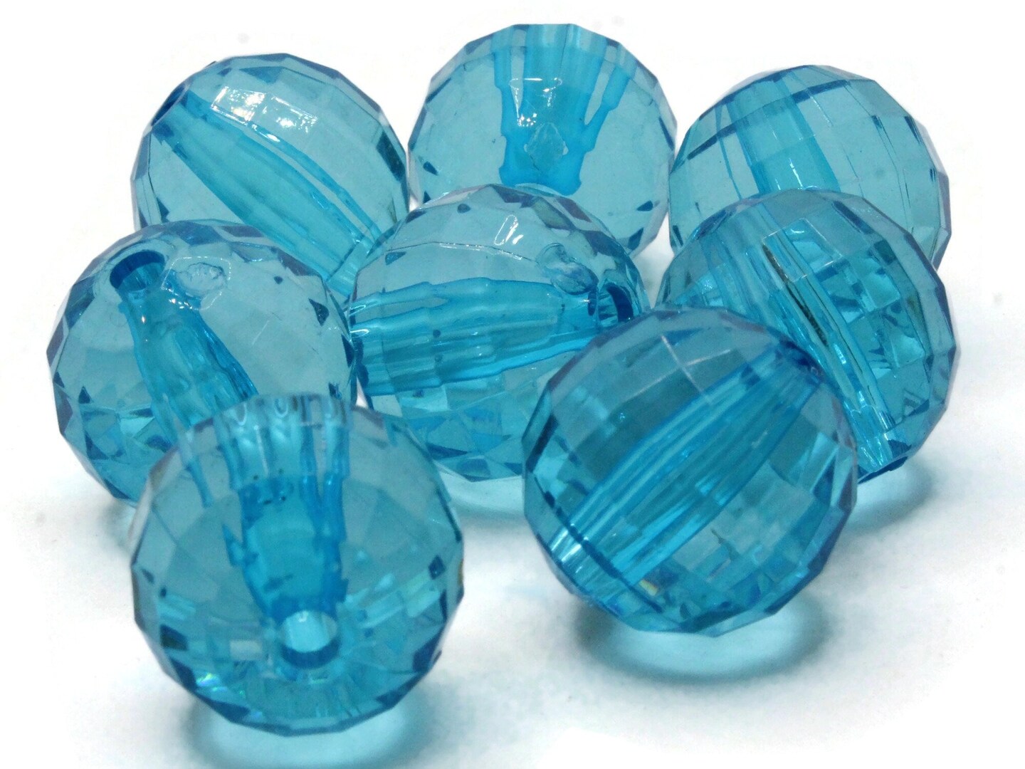 8 22mm Clear Sky Blue Faceted Round Acrylic Beads