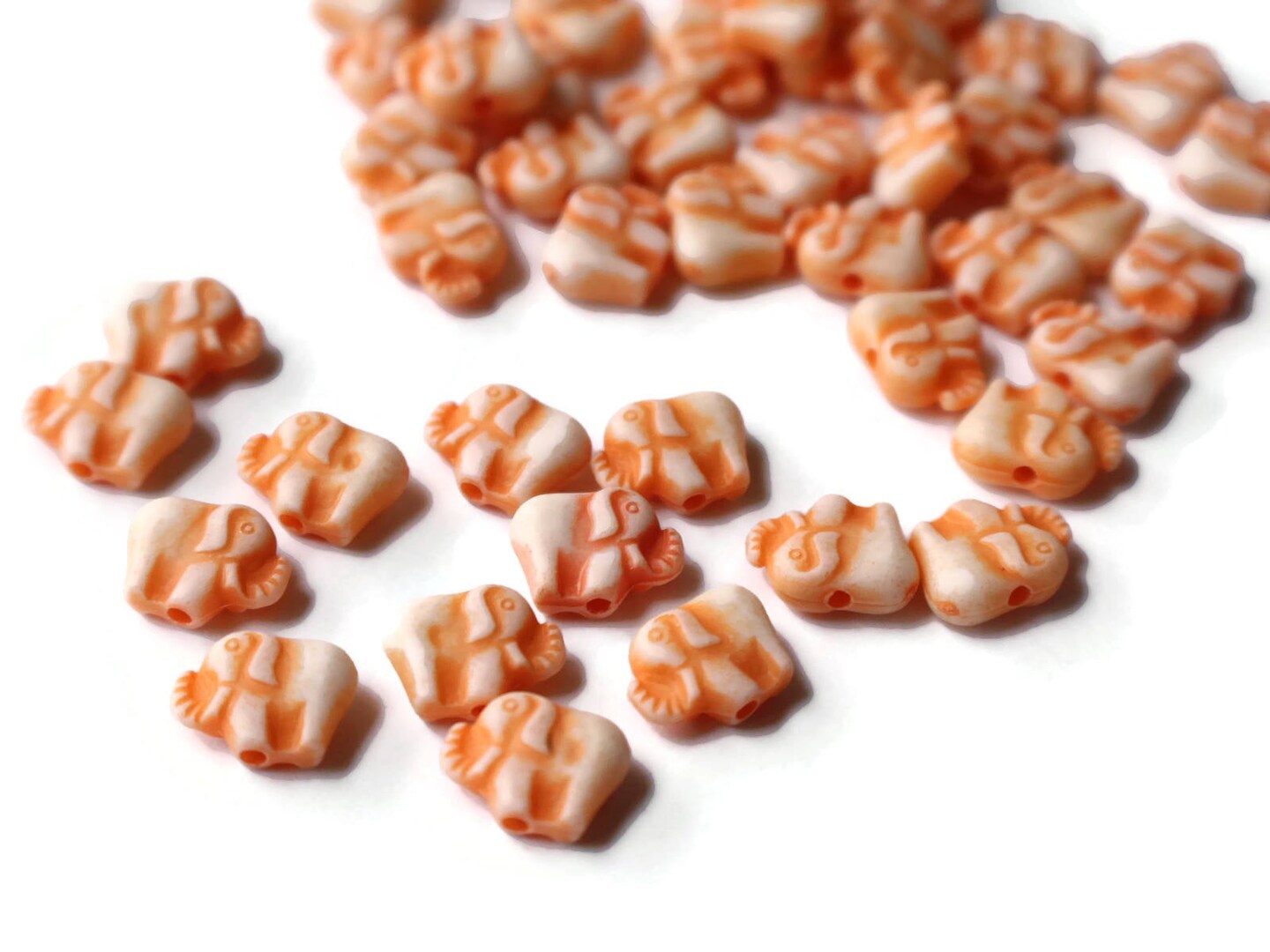 50 12mm Orange Elephants Tiny Plastic Miniature Animal Beads
