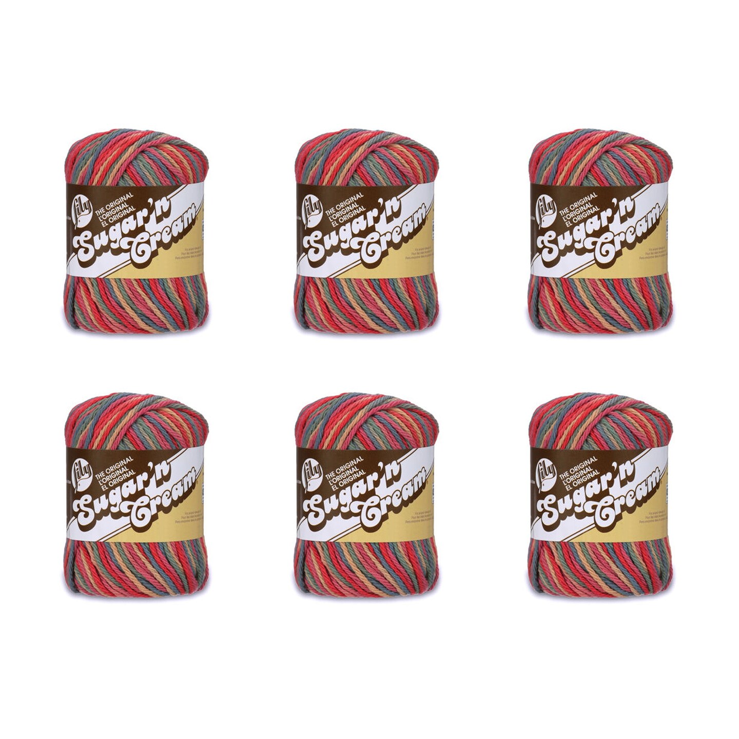 Lily Sugar&#x27;N Cream Painted Desert Yarn - 6 Pack of 57g/2oz - Cotton - 4 Medium (Worsted) - 95 Yards - Knitting/Crochet