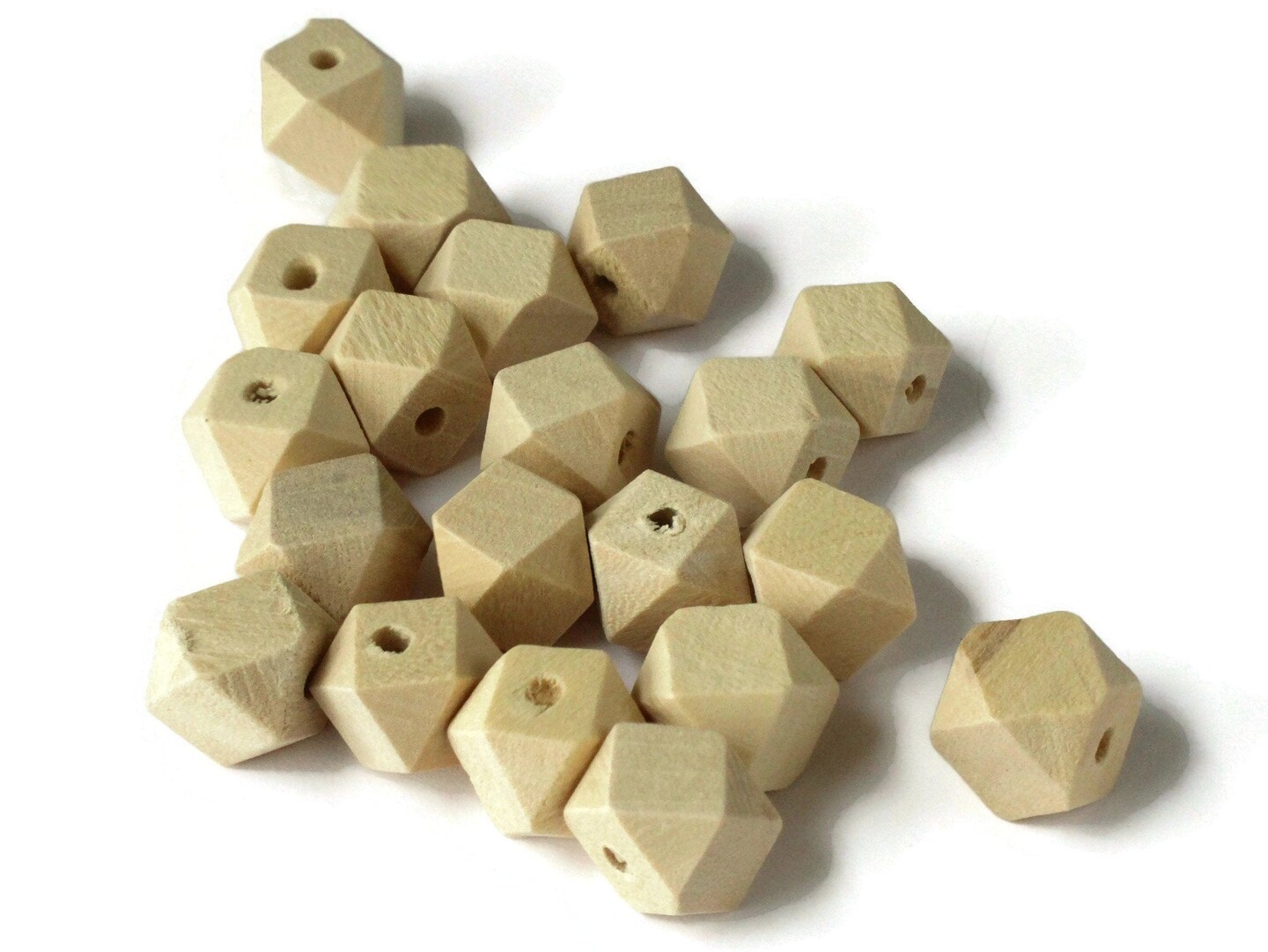 20 12mm Faceted Cube Raw Wood Beads Light Brown Wooden Beads