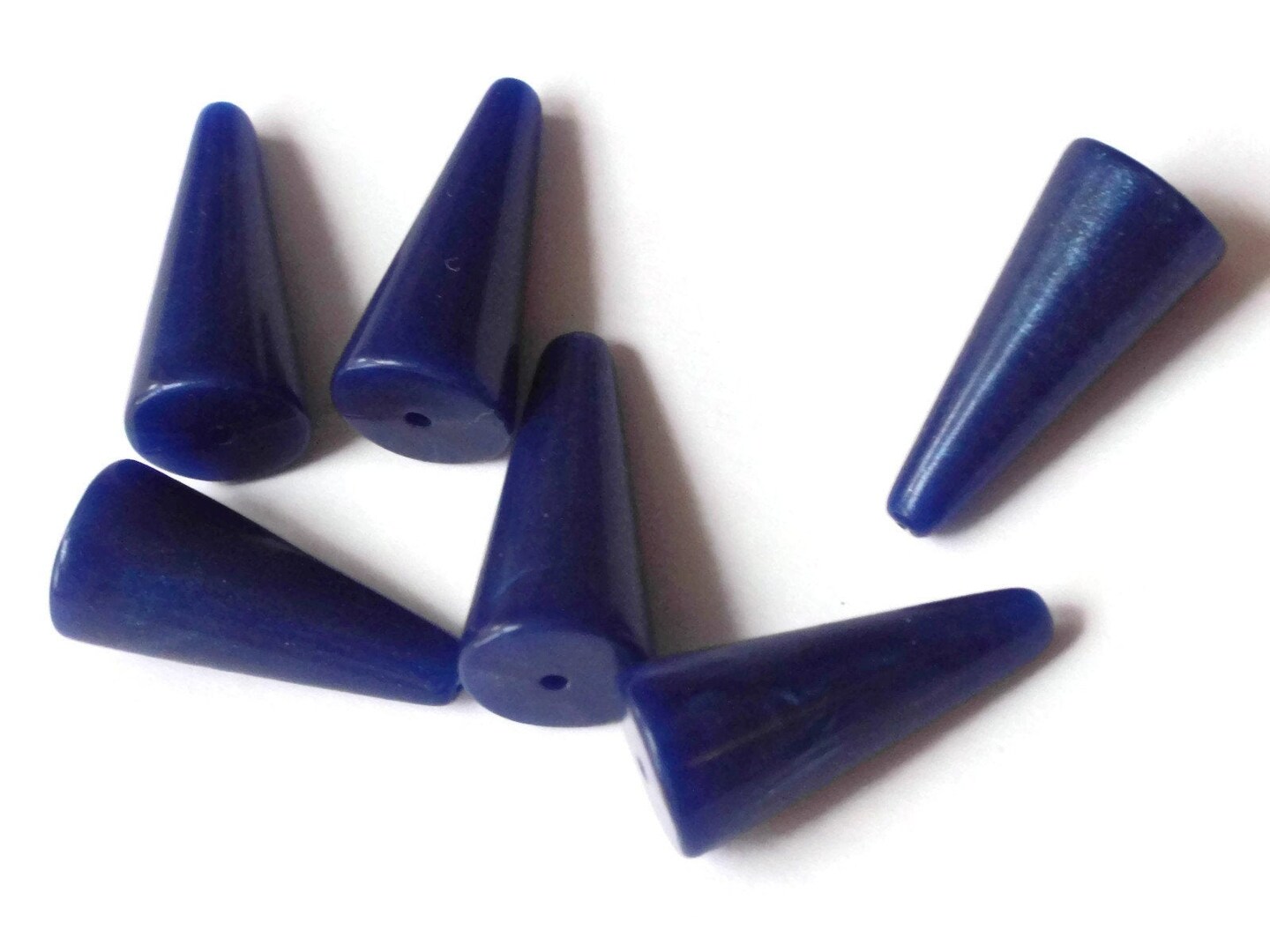 6 22mm Blue Cone Vintage Plastic Beads