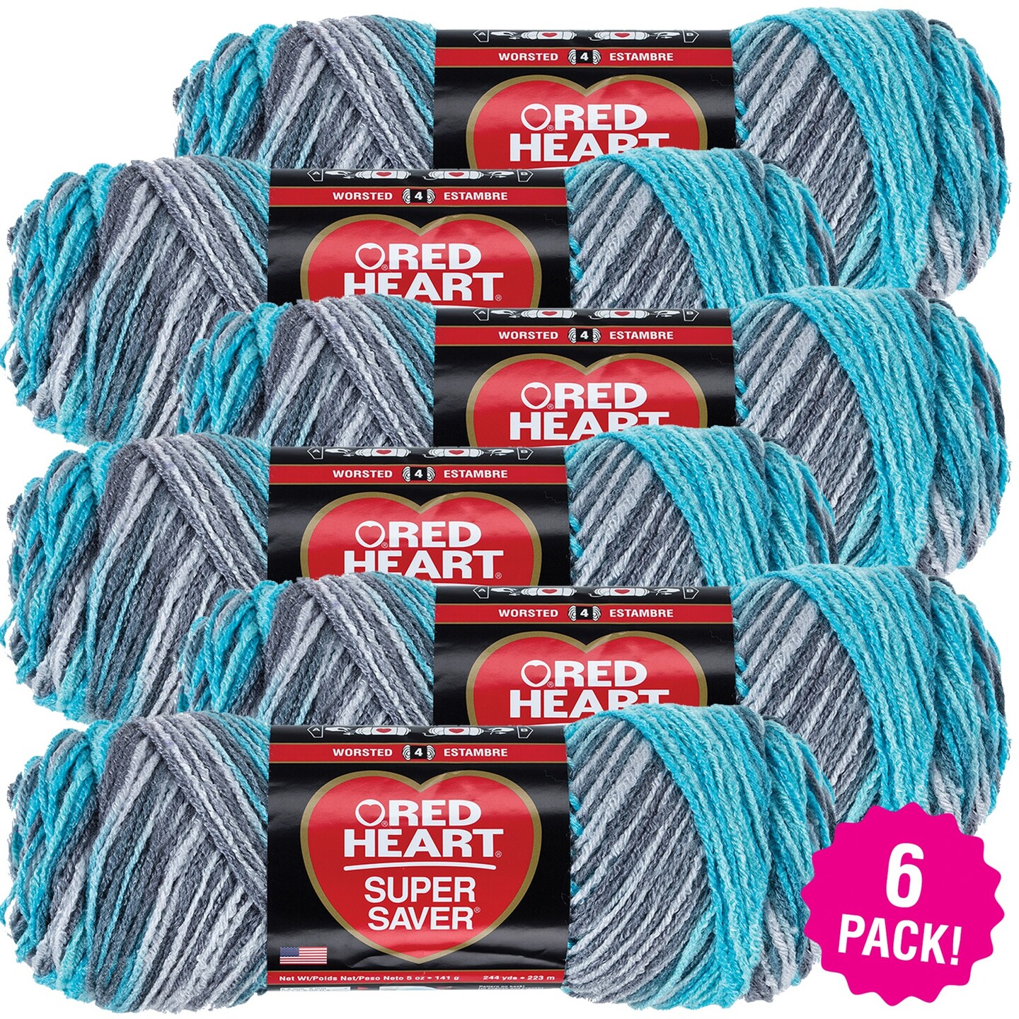 Multipack of 6 - Red Heart Super Saver Yarn-Icelandic