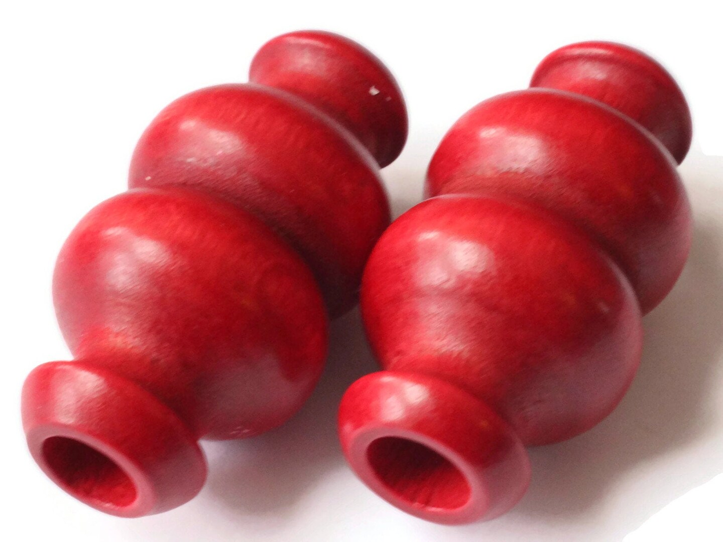 51mm Red Wood Decorative Tube Beads Vintage Wooden Macrame Beads
