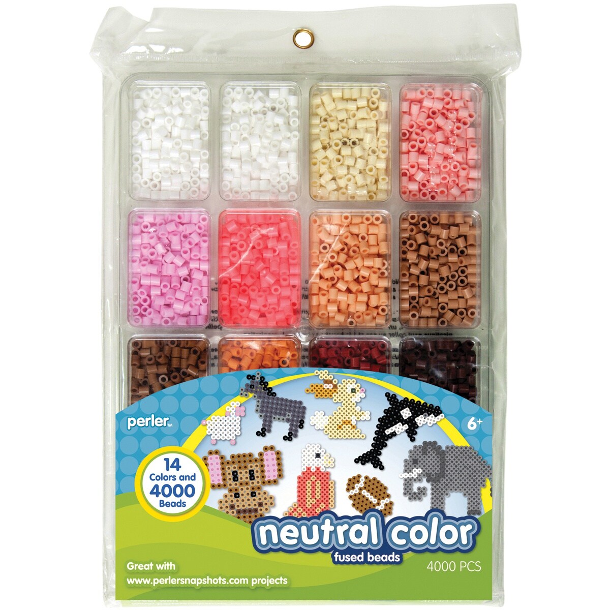 Multipack of 6 - Perler Fused Bead Tray 4,000/Pkg-Neutral Color