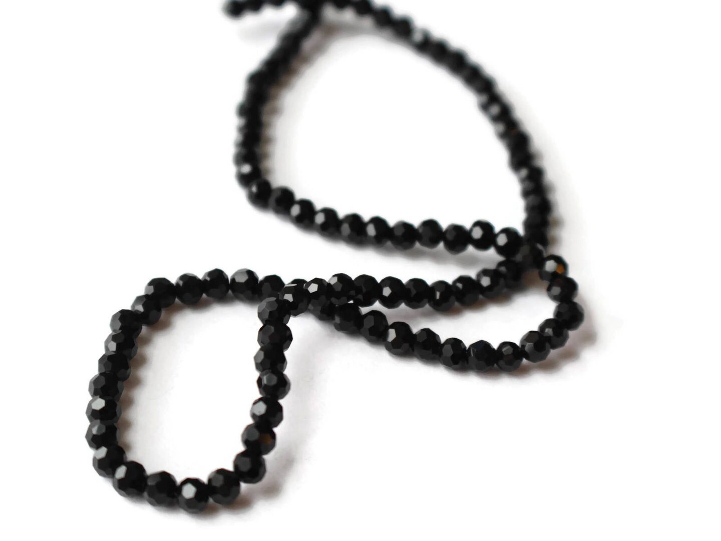 99 4mm Black Faceted Round Crystal Glass Beads