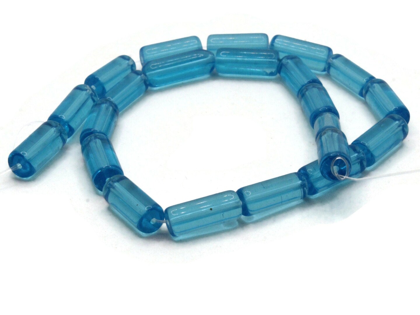 22 15mm Clear Sky Blue Glass Tube Beads