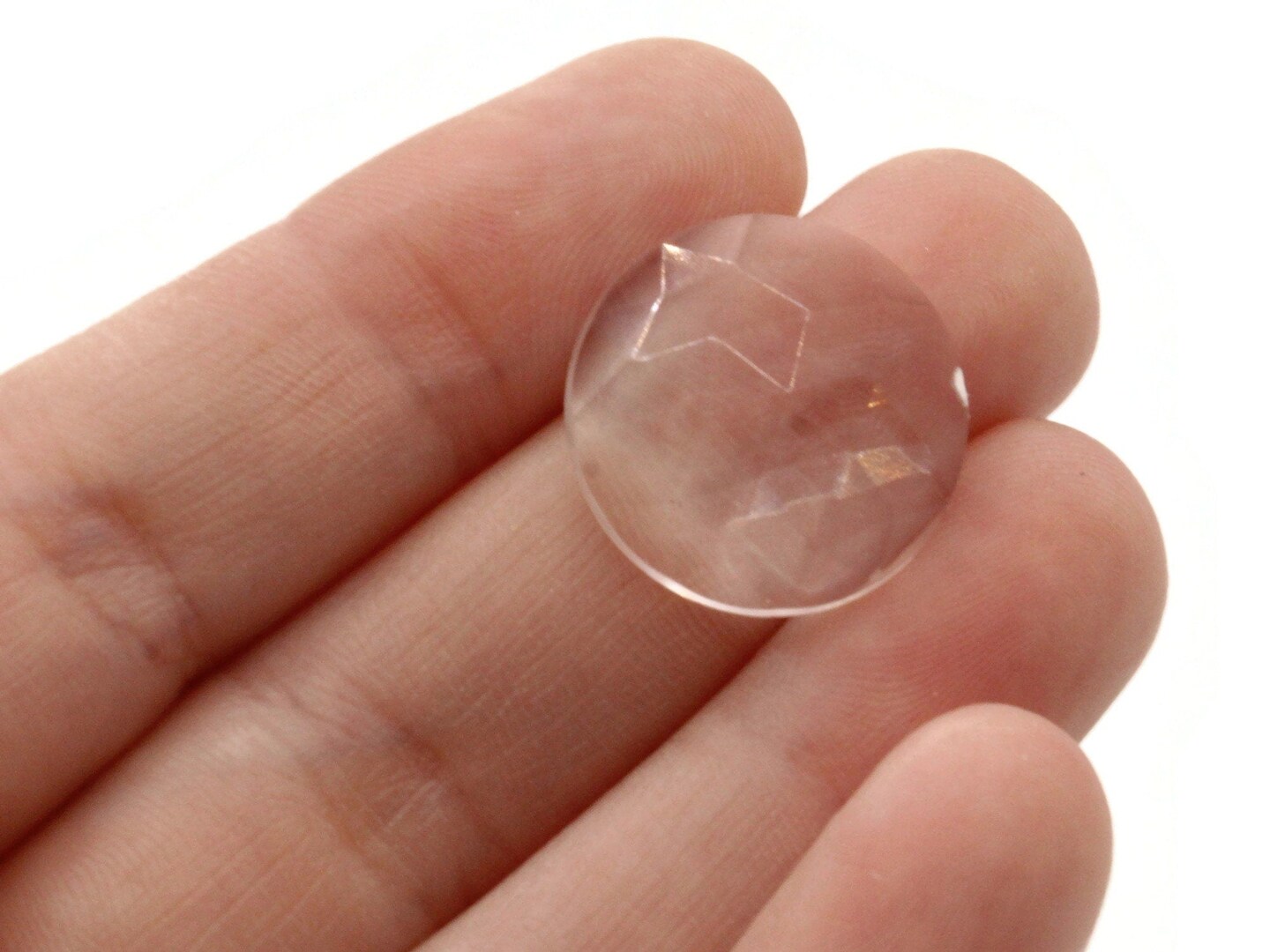 12 19mm Faceted Round Clear Vintage West Germany Plastic Cabochons
