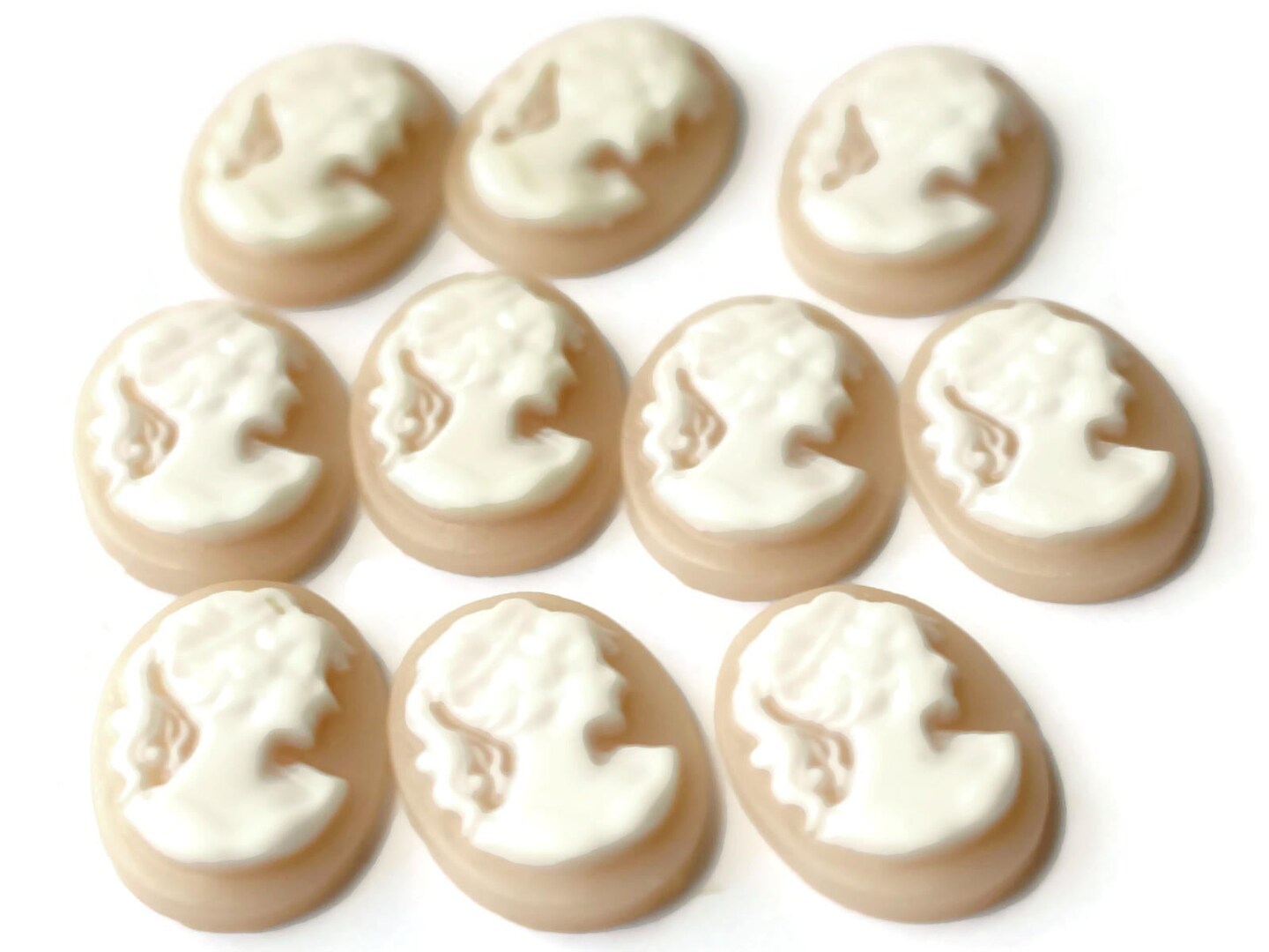 10 18x13mm Peach Cameo Cabochons Resin Greek Cameo Woman's Face Cameo