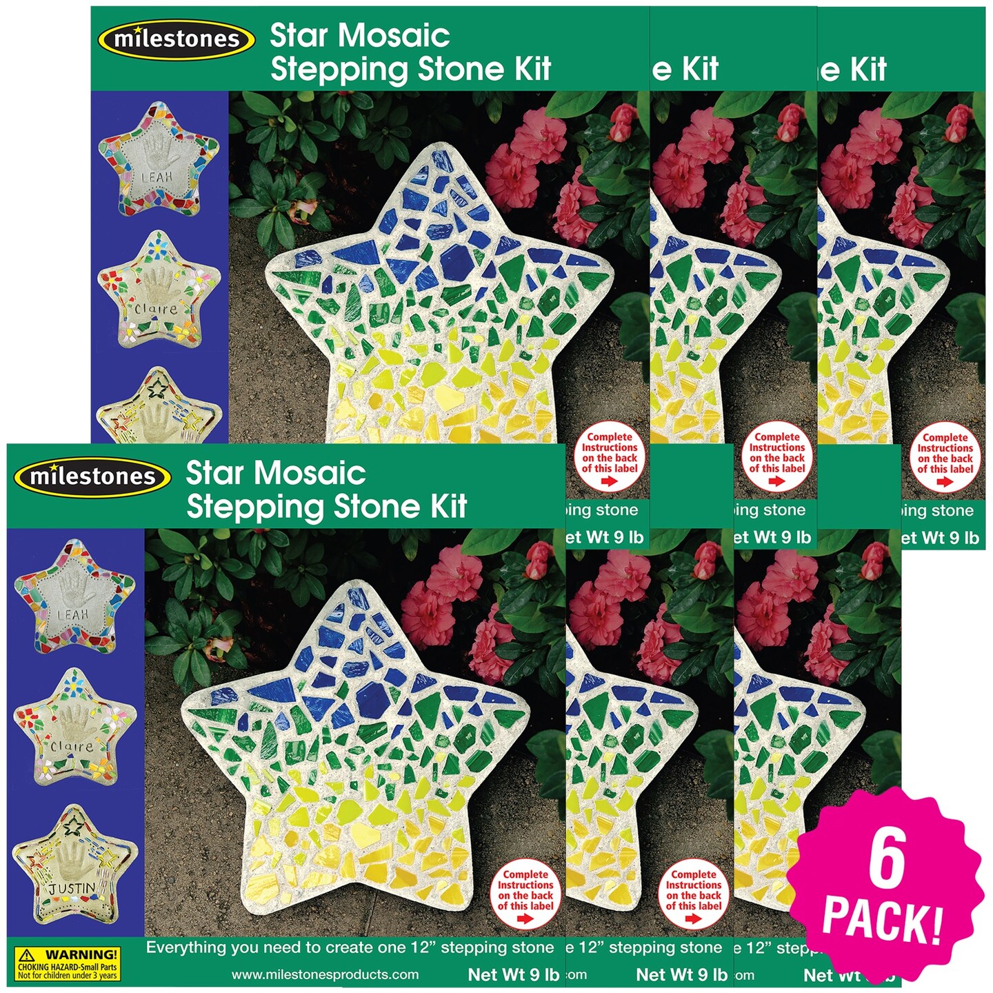 Multipack of 6 - Mosaic Stepping Stone Kit-Star