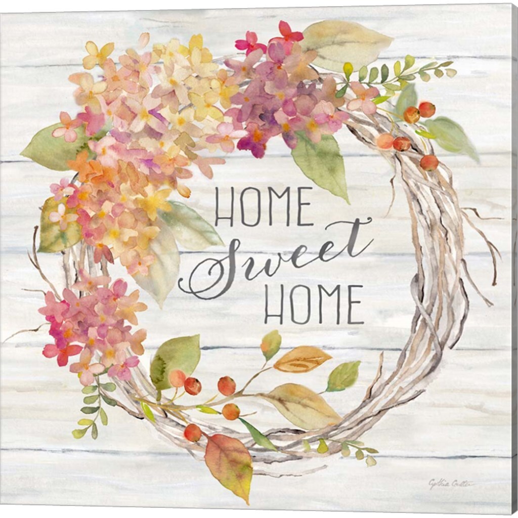 Farmhouse Hydrangea Wreath Spice Home by Cynthia Coulter 14&#x22; x 14&#x22; Canvas Wall Art (Set of 2)