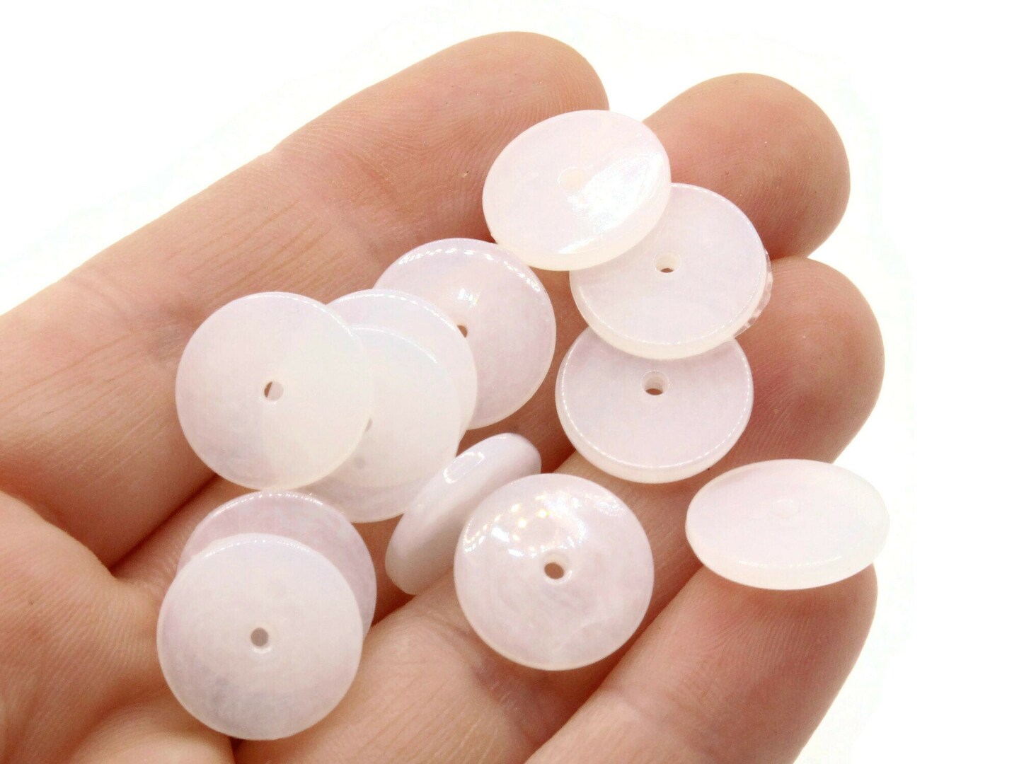 25 14mm White Vintage Plastic Flat Disc Beads Michaels