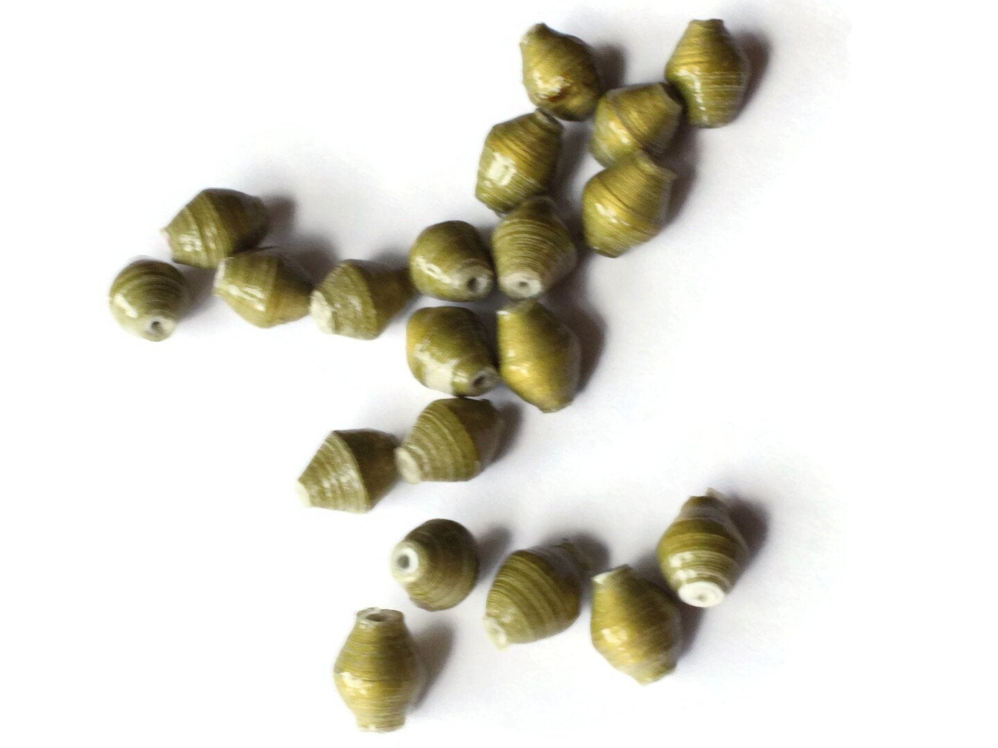 10 10mm Olive Green Ugandan Paper Beads - Fair Trade Beads