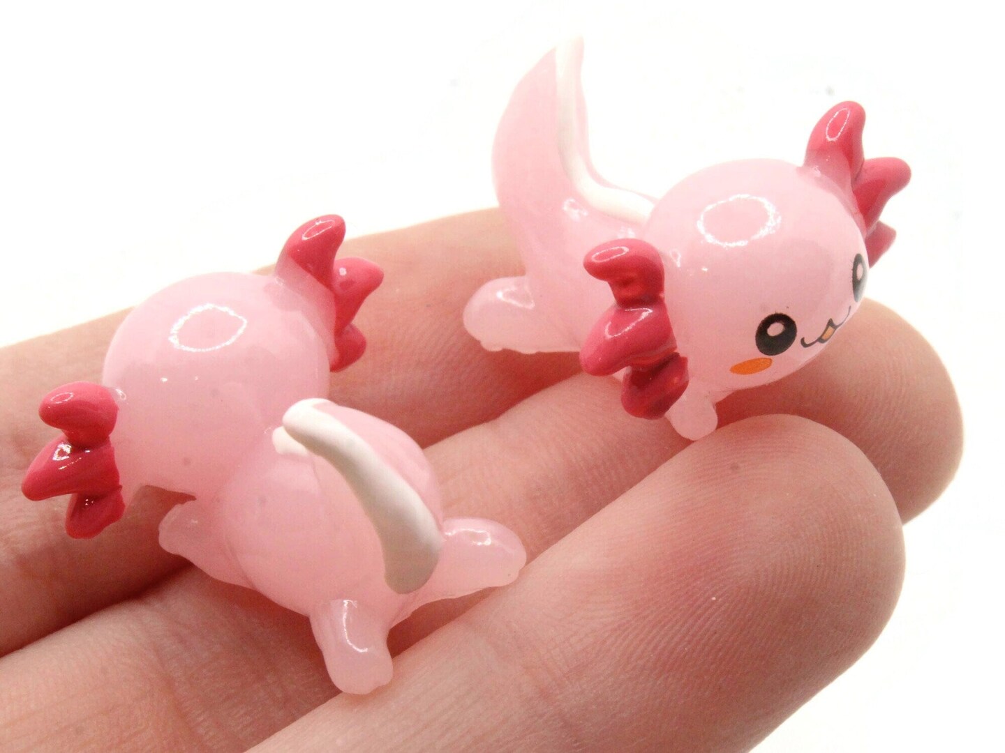 2 26mm Light Pink Axolotl Charms Resin Miniature Animal Cabochons