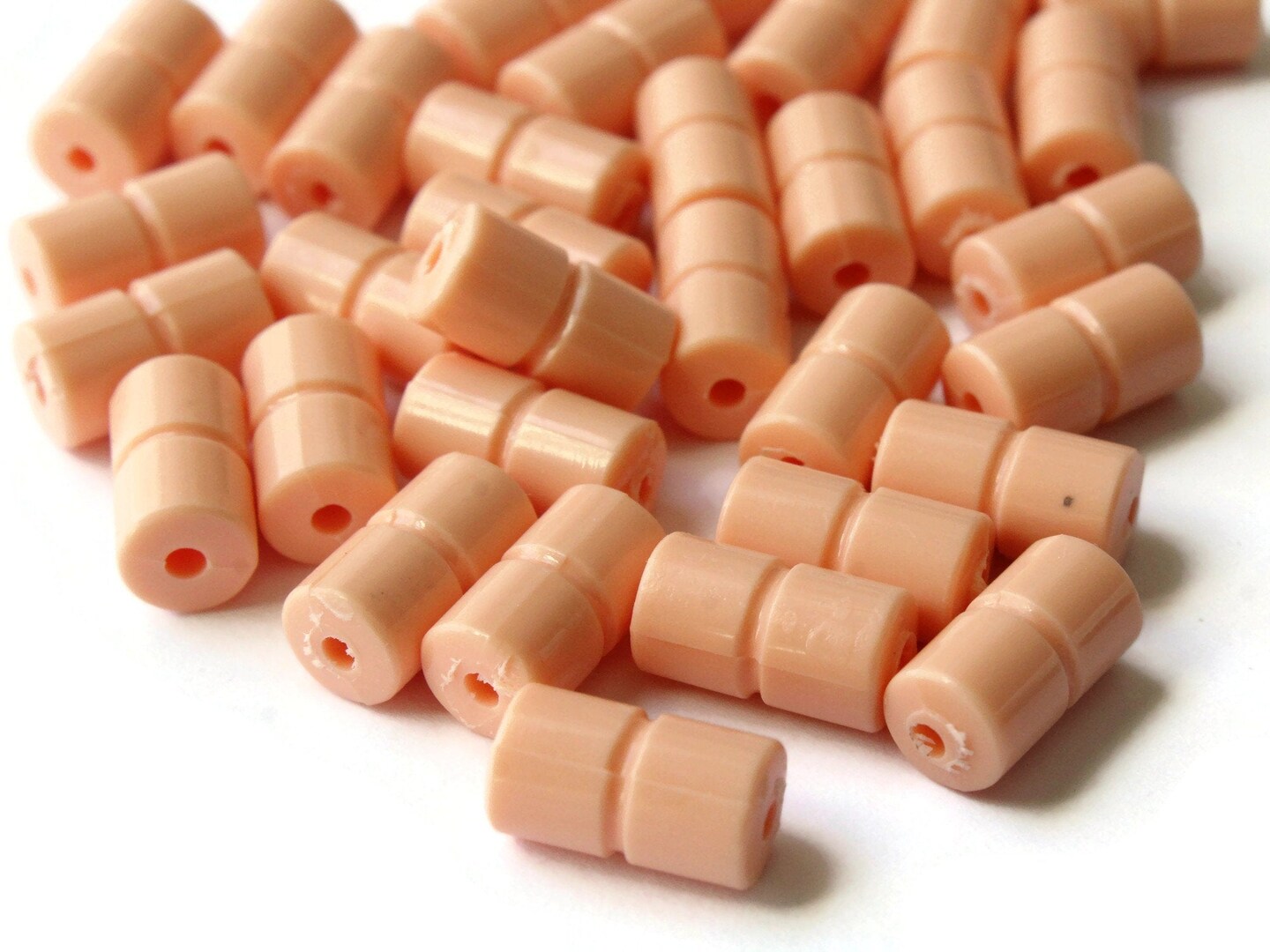 35 13mm Orange Vintage Plastic Tube Beads with Center Line Michaels